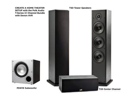 Polk Audio T15 Bookshelf Speakers with Deep Bass Sound