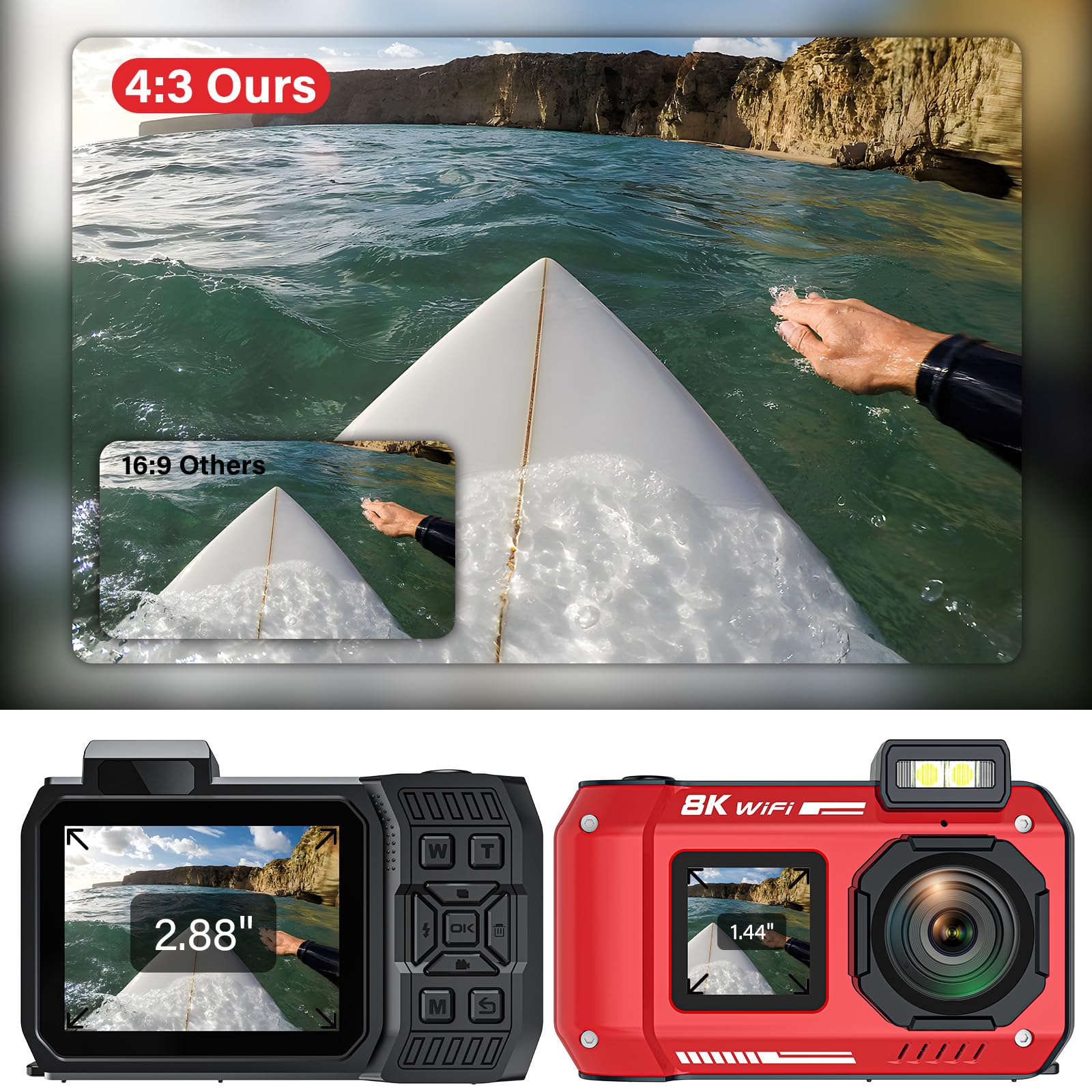 Rugged Waterproof 8K UHD Digital Camera for Snorkeling