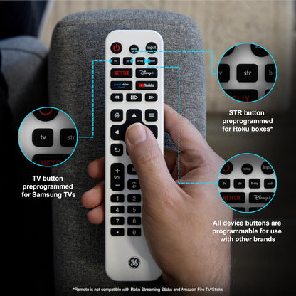 GE Rechargeable Universal TV Remote Control with Backlit Buttons