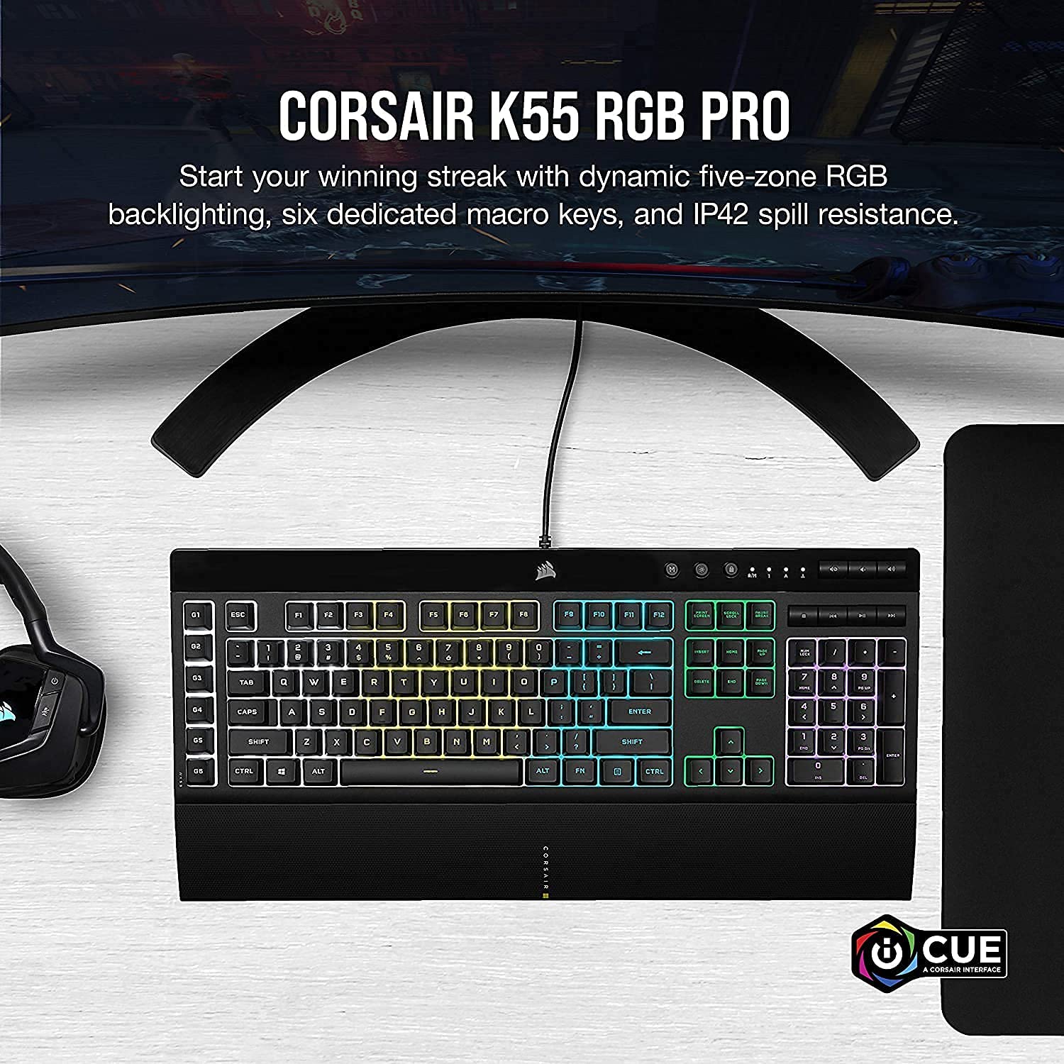 Corsair K55 RGB Pro Gaming Keyboard with Macro Keys