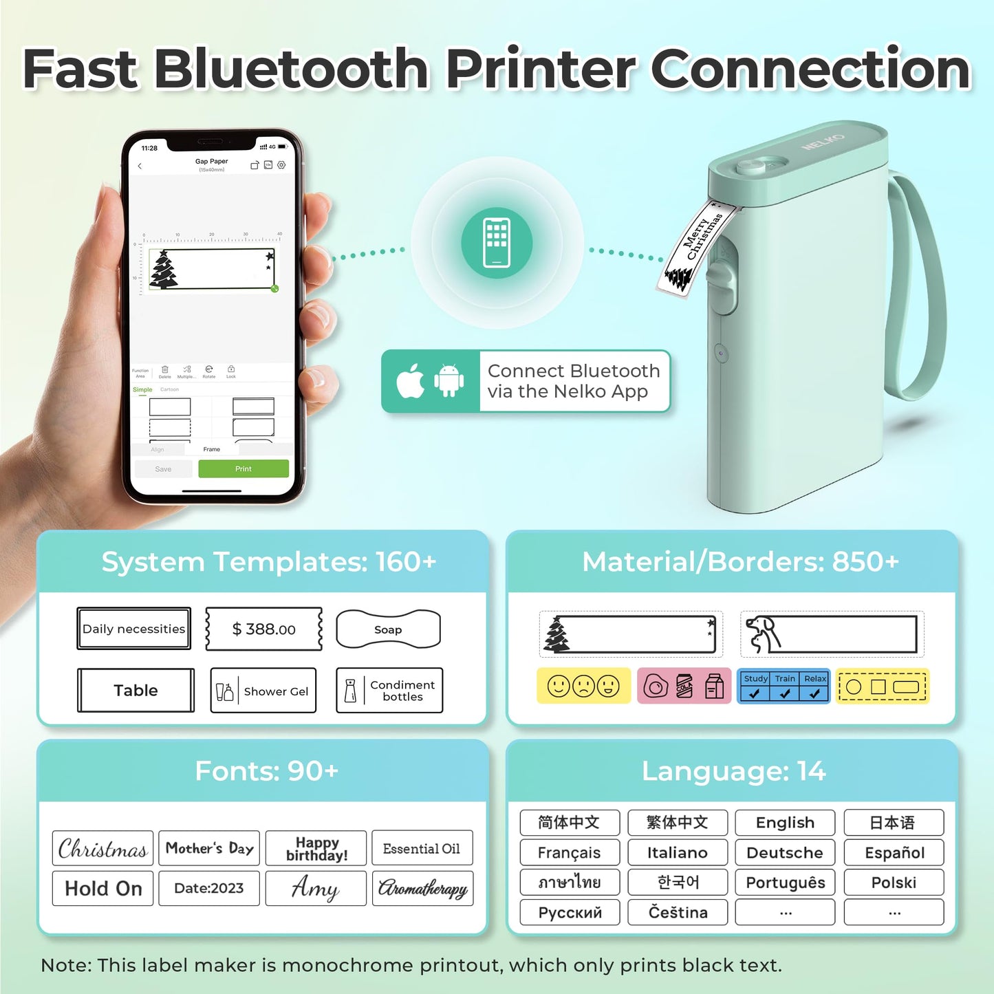 Nelko P21 Bluetooth Label Maker With Tape Wireless Printer