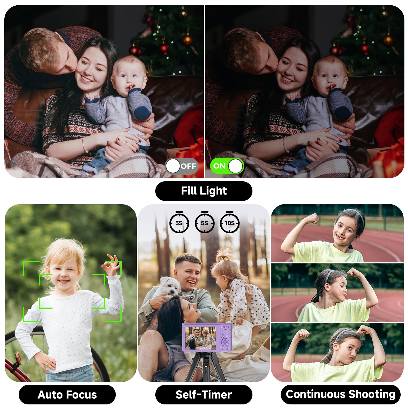 FHD 4K Digital Camera for Kids with 16X Zoom
