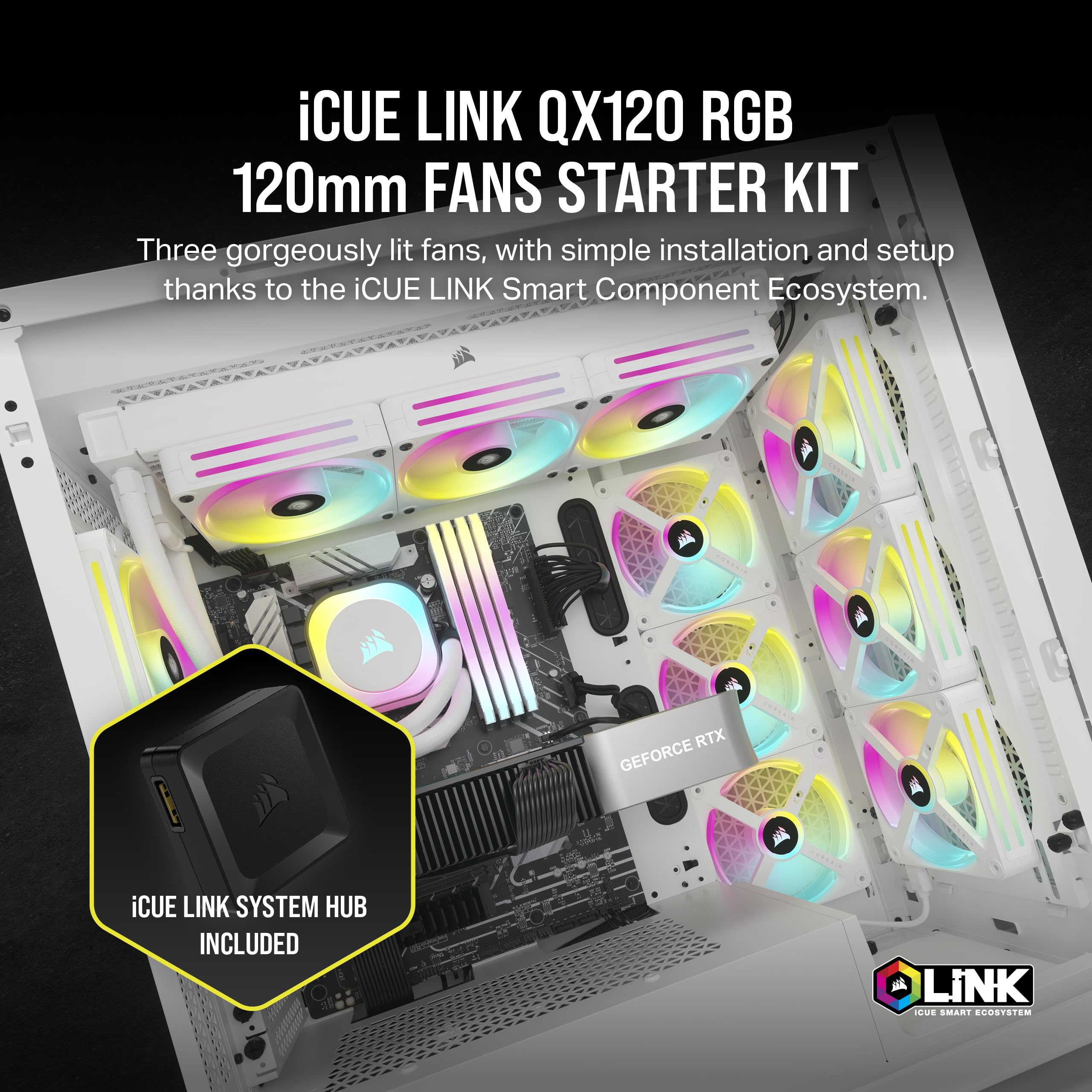 Corsair iCUE LINK QX120 RGB Fan Kit with Magnetic Dome Design
