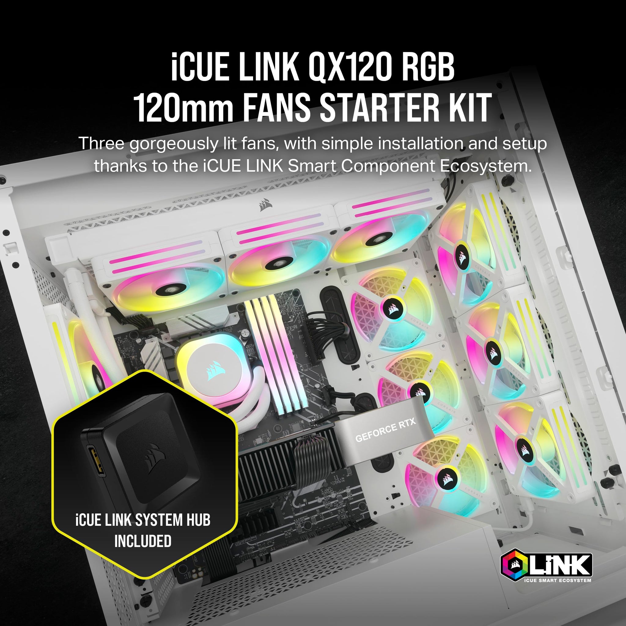 Corsair iCUE LINK QX120 RGB Fan Kit with Magnetic Dome Design