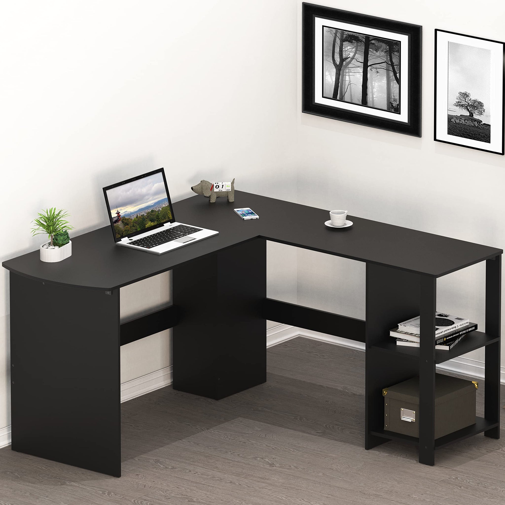 L Shaped Home Office Desk with Storage Solutions