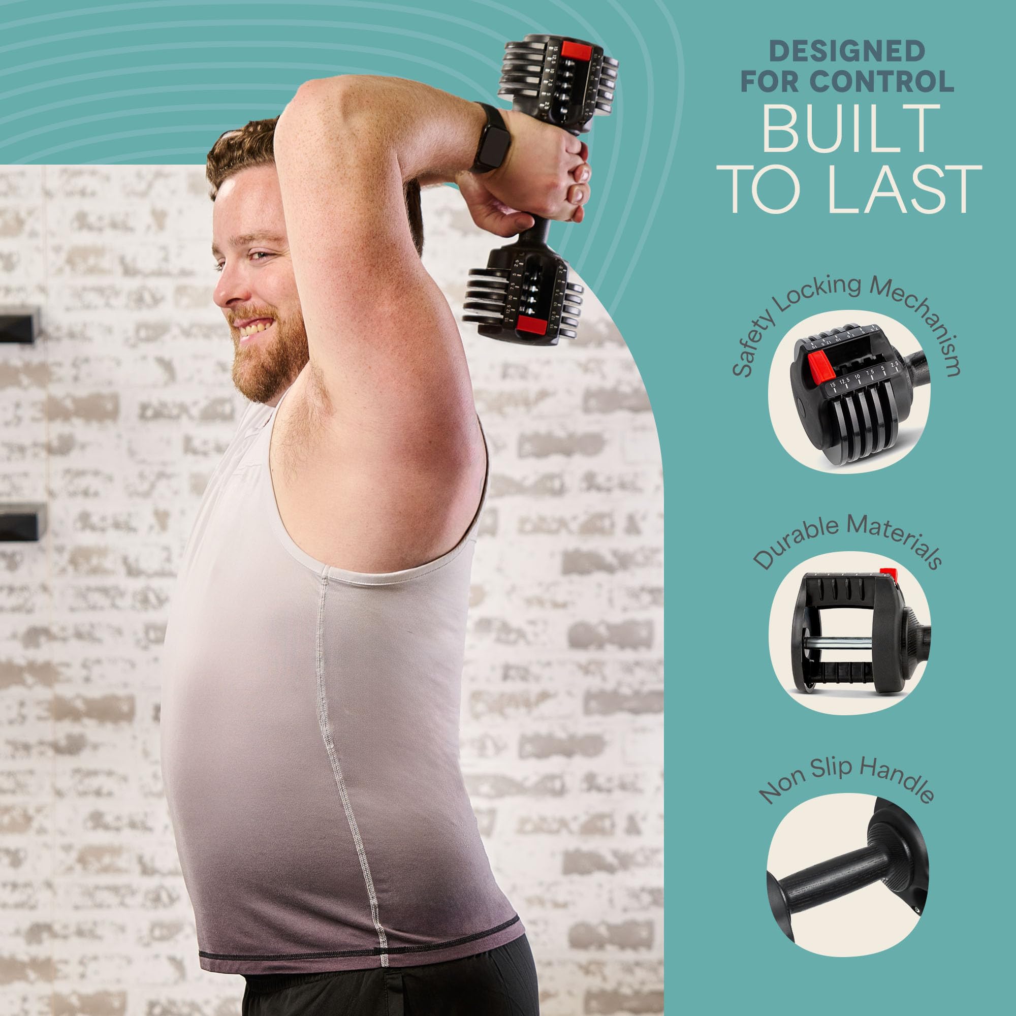 Adjustable Dumbbells Set with Rack for Home Gym
