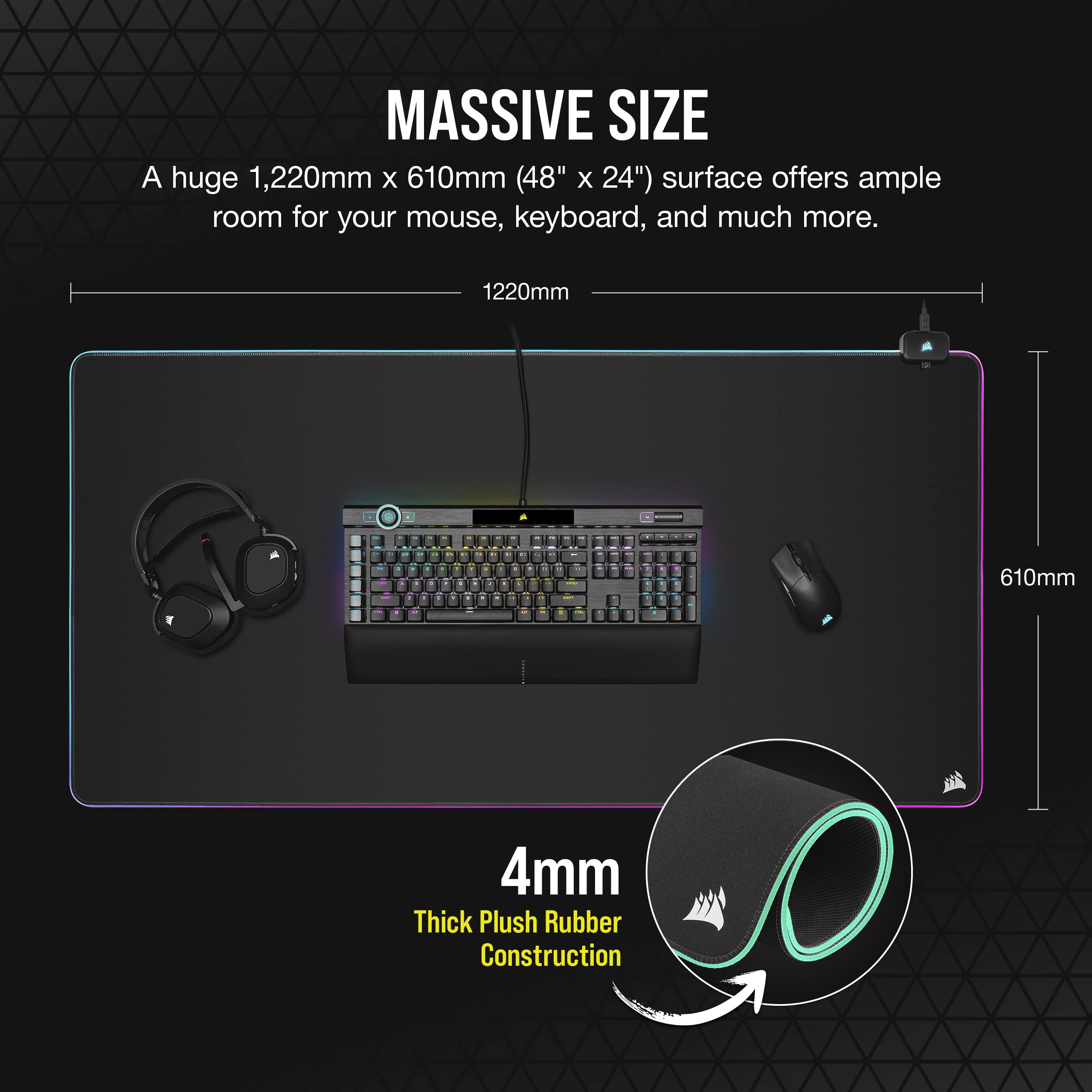 Corsair MM700 RGB Extended Gaming Mouse Pad with USB Hub