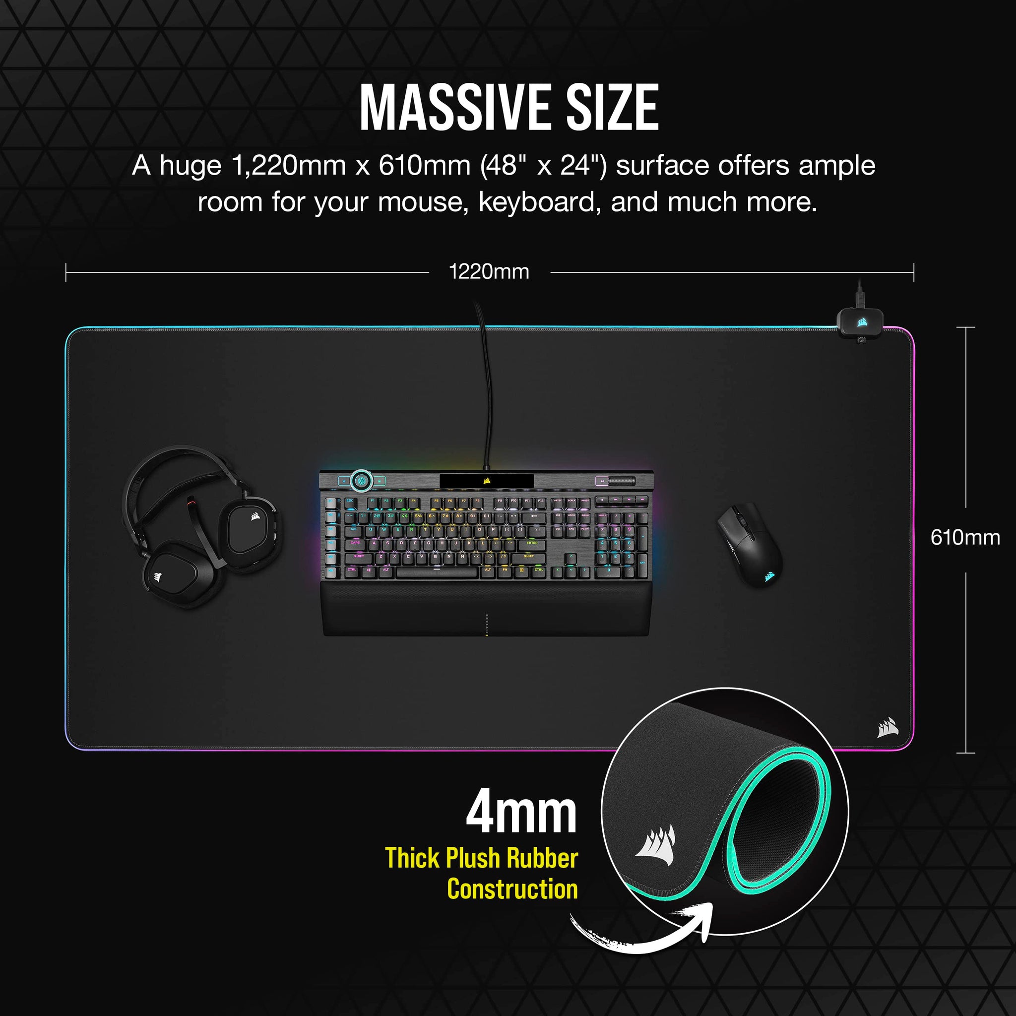 Corsair MM700 RGB Extended Gaming Mouse Pad with USB Hub