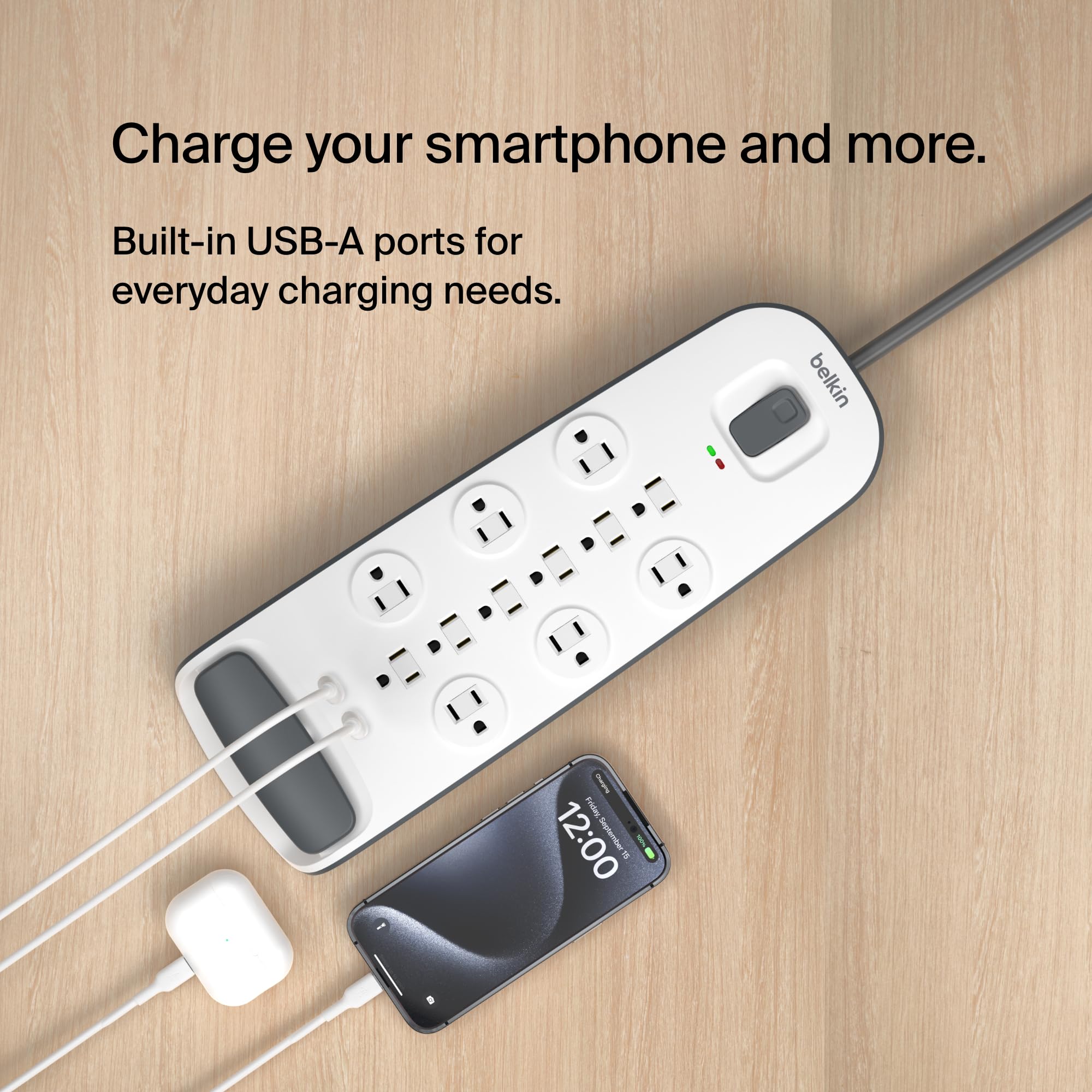 Belkin 12 Outlet Surge Protector Power Strip USB C Safe