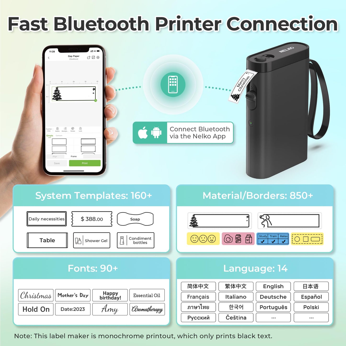 Nelko P21 Bluetooth Label Maker With Tape Wireless Printer