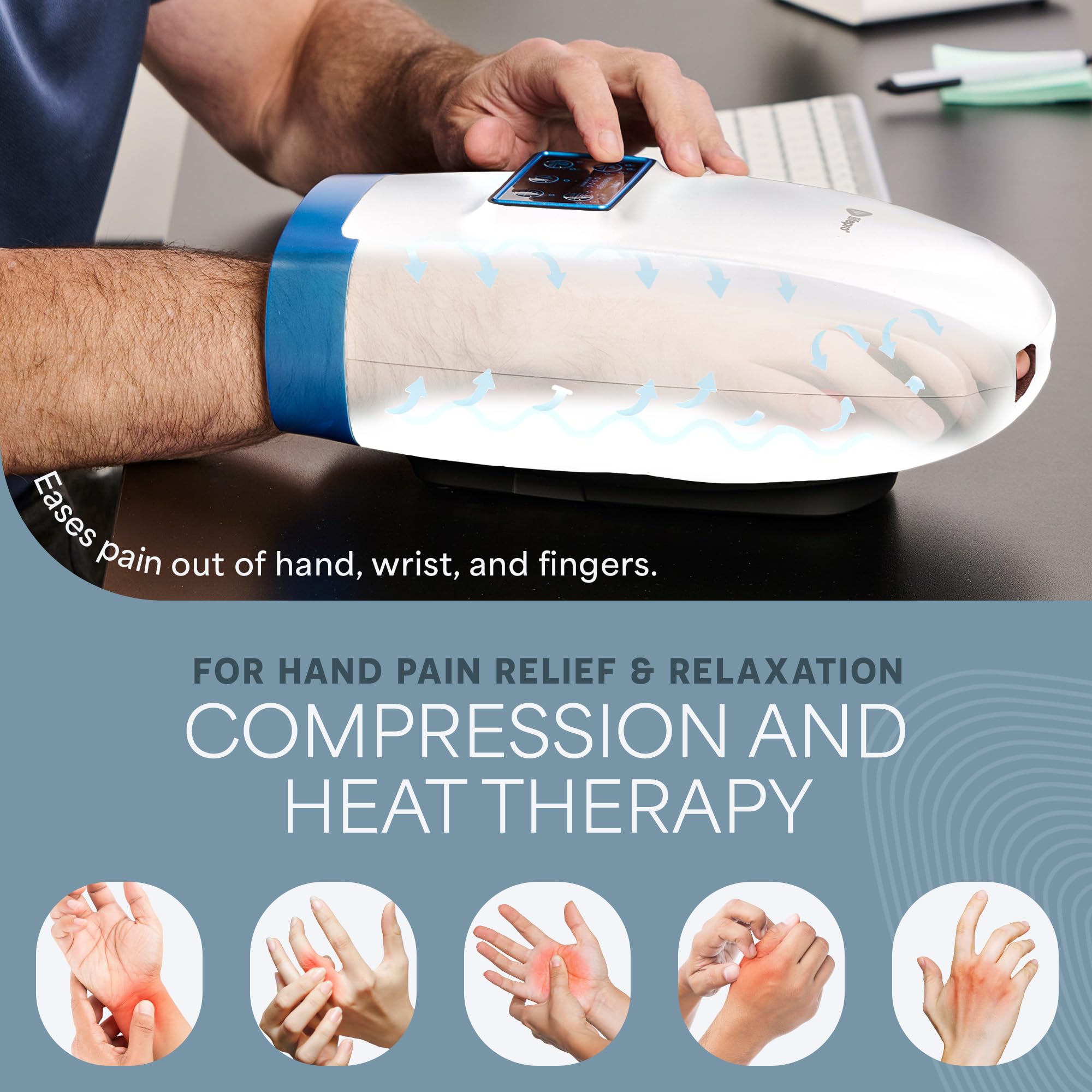 LifePro Legra Hand Massager with Heat and Compression
