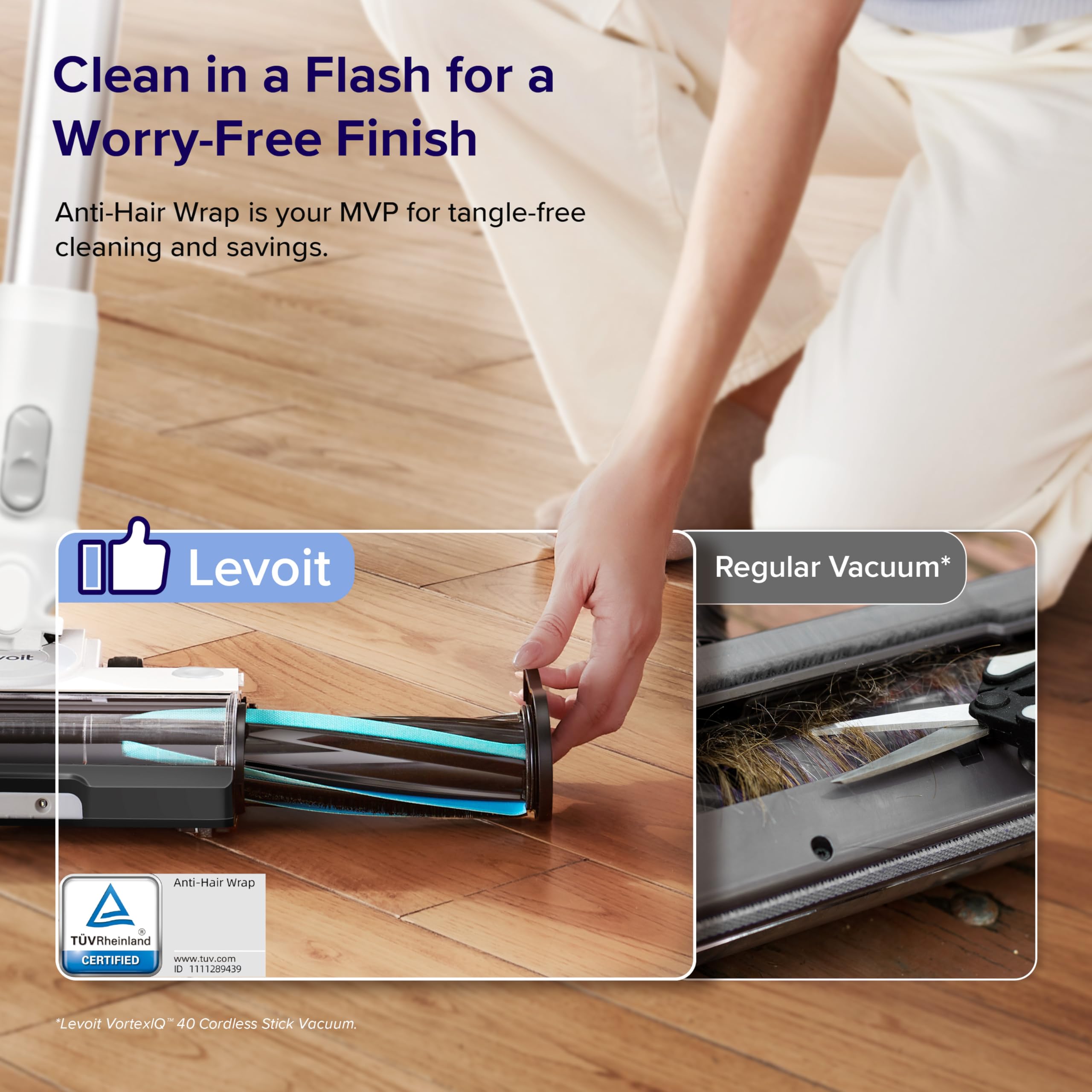 Levoit Cordless Vacuum Cleaner with Tangle Resistant Design