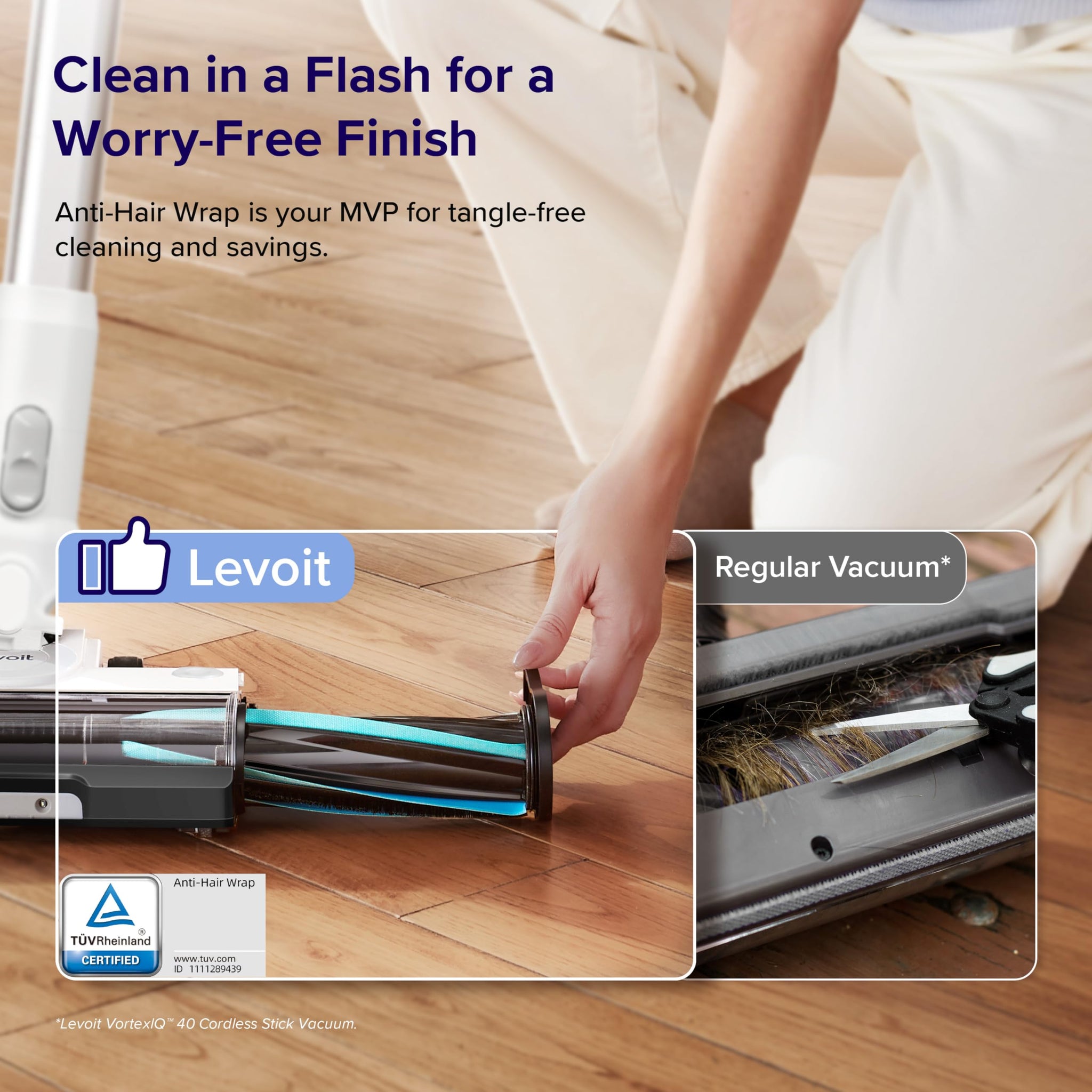 Levoit Cordless Vacuum Cleaner with Tangle Resistant Design