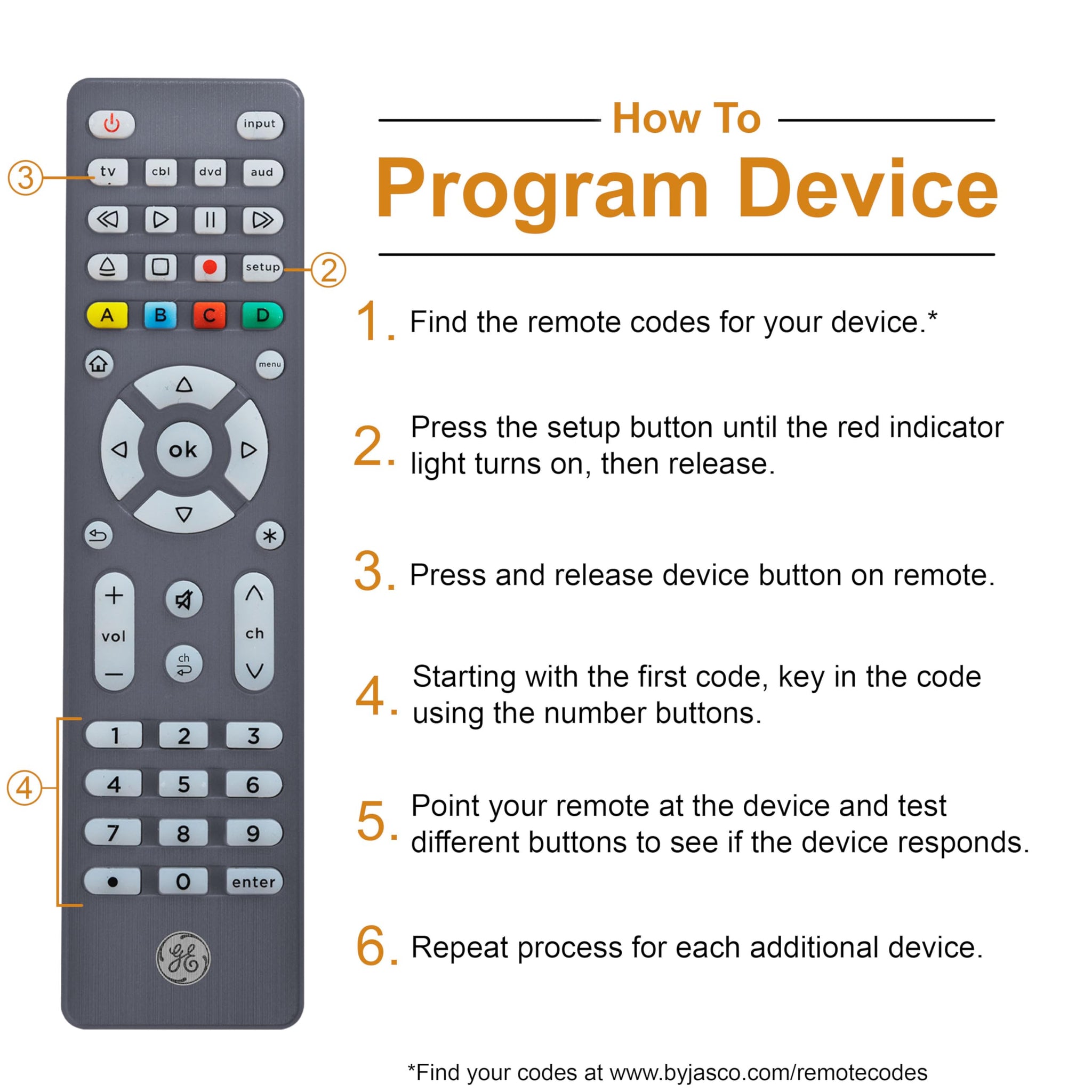 GE 4 Device Universal Remote with Backlit Buttons