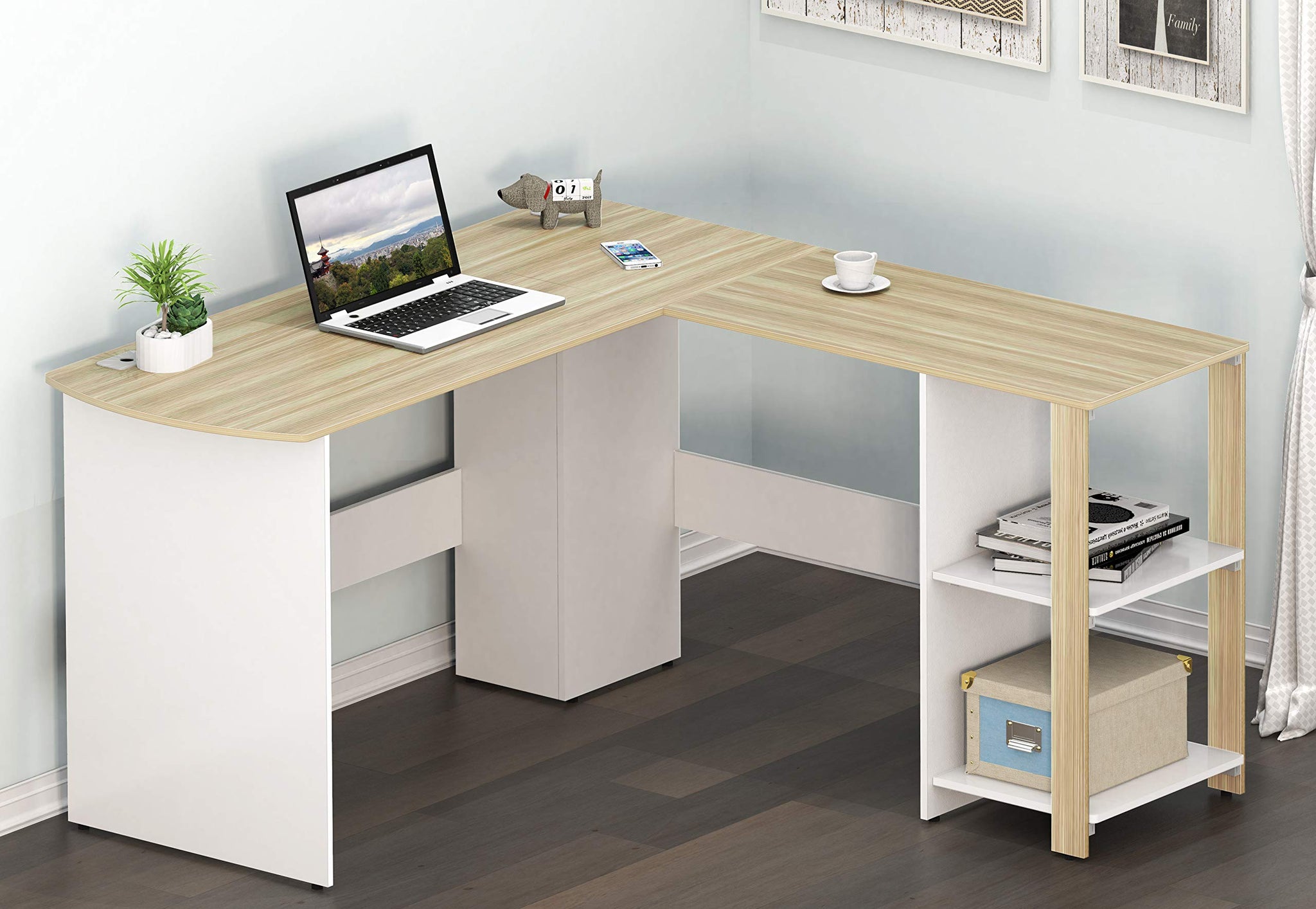 L Shaped Home Office Desk with Storage Solutions