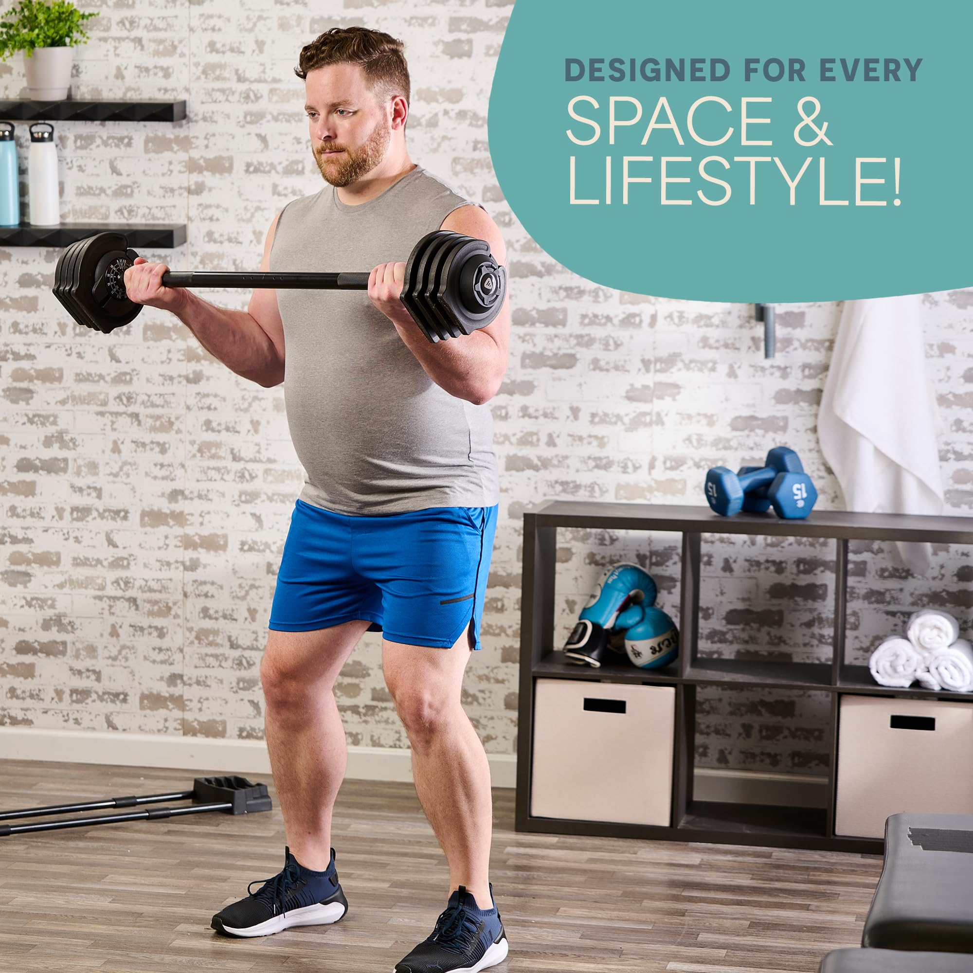 Adjustable Dumbbells Set with Rack for Home Gym