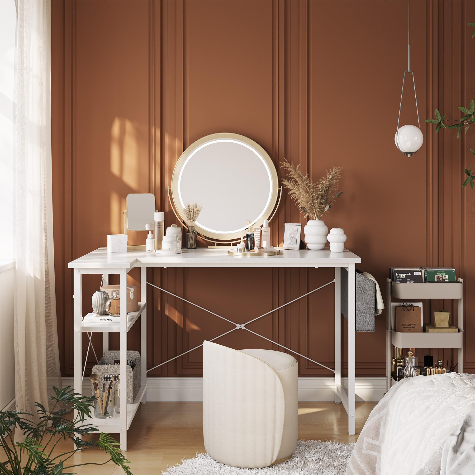 CubiCubi L Shaped Desk with Reversible Storage Options