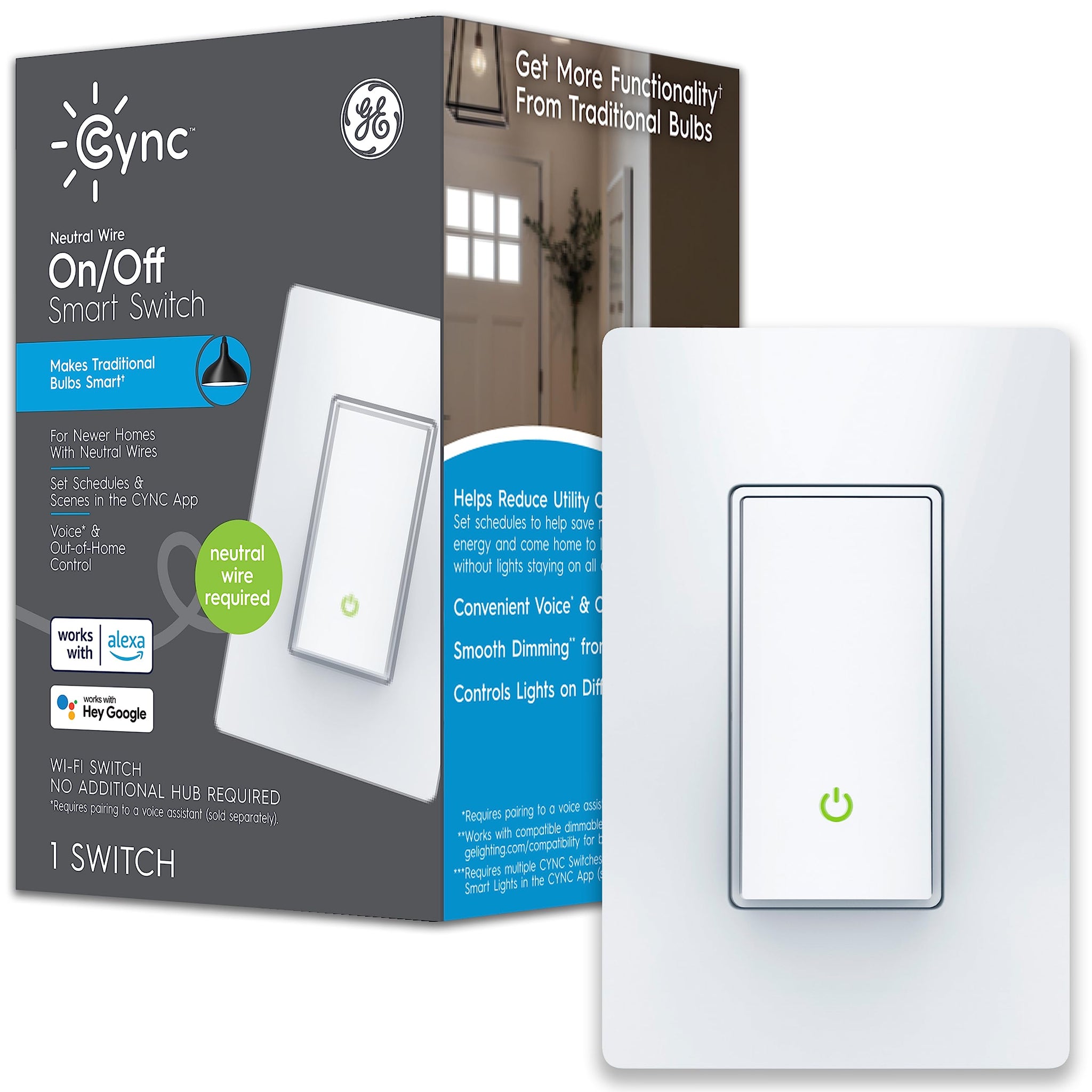 GE CYNC Smart Light Switch No Neutral Wire Required