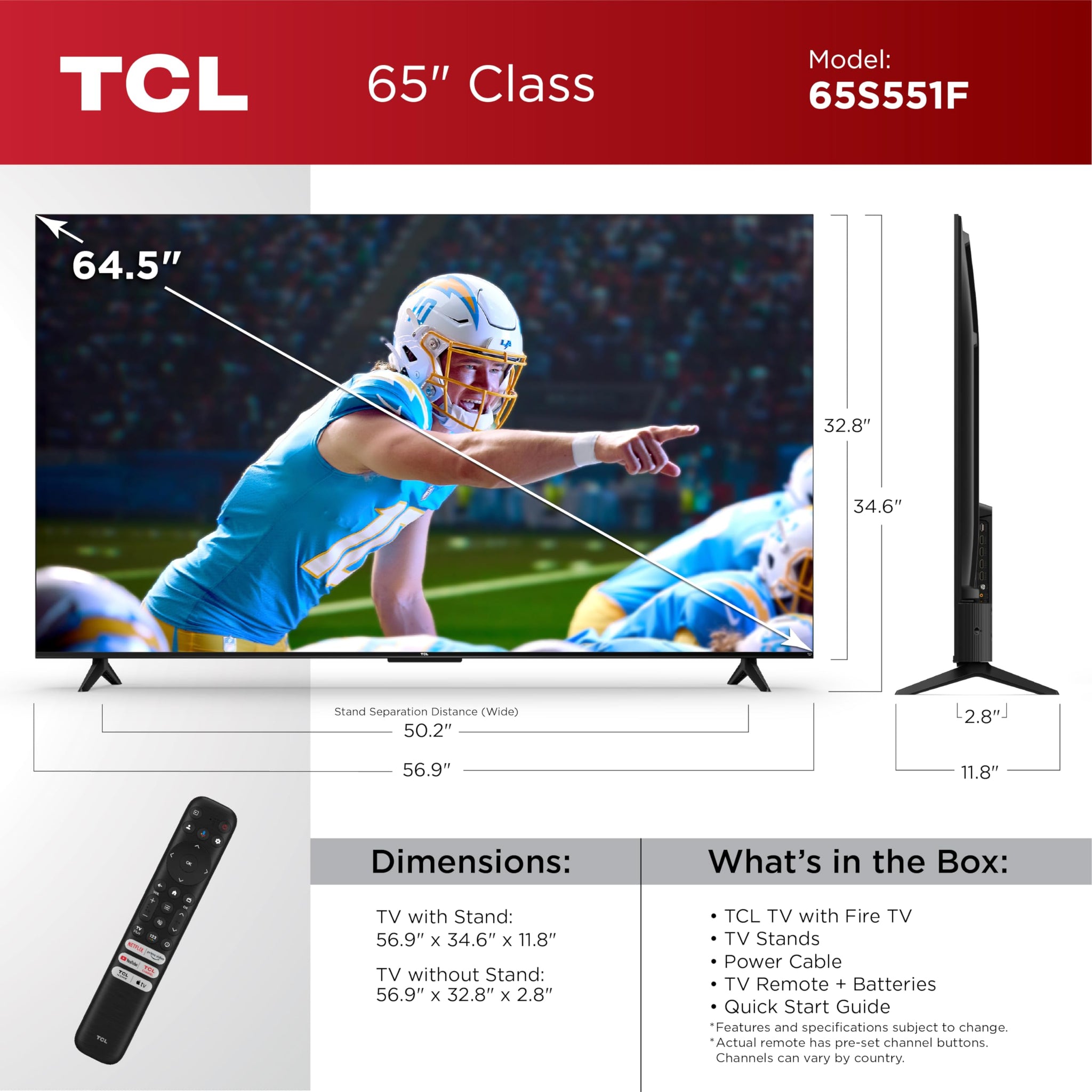 TCL 75 Inch 4K Smart TV with Dolby Vision and Alexa