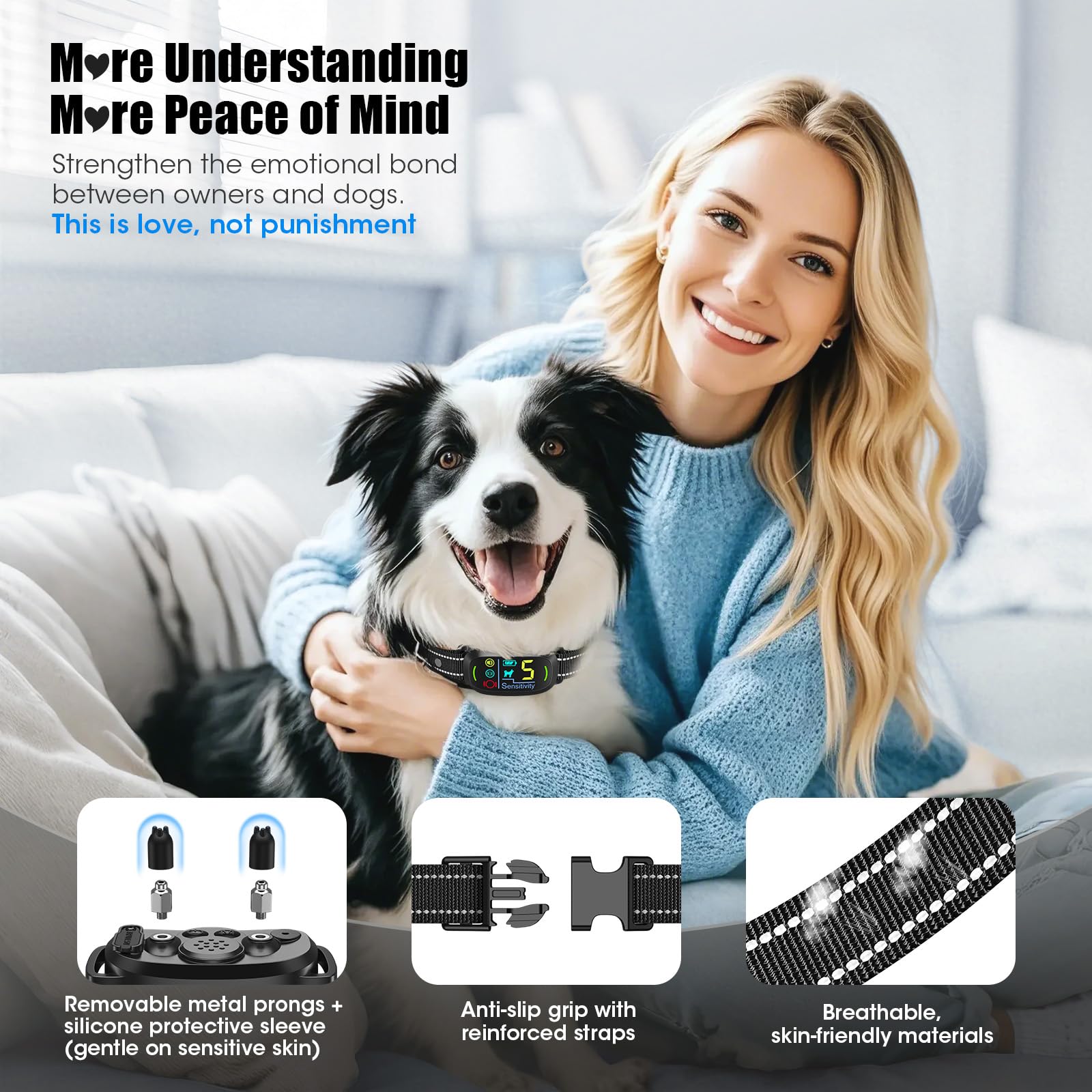 Smart AI Bark Collar with Rechargeable Waterproof Design
