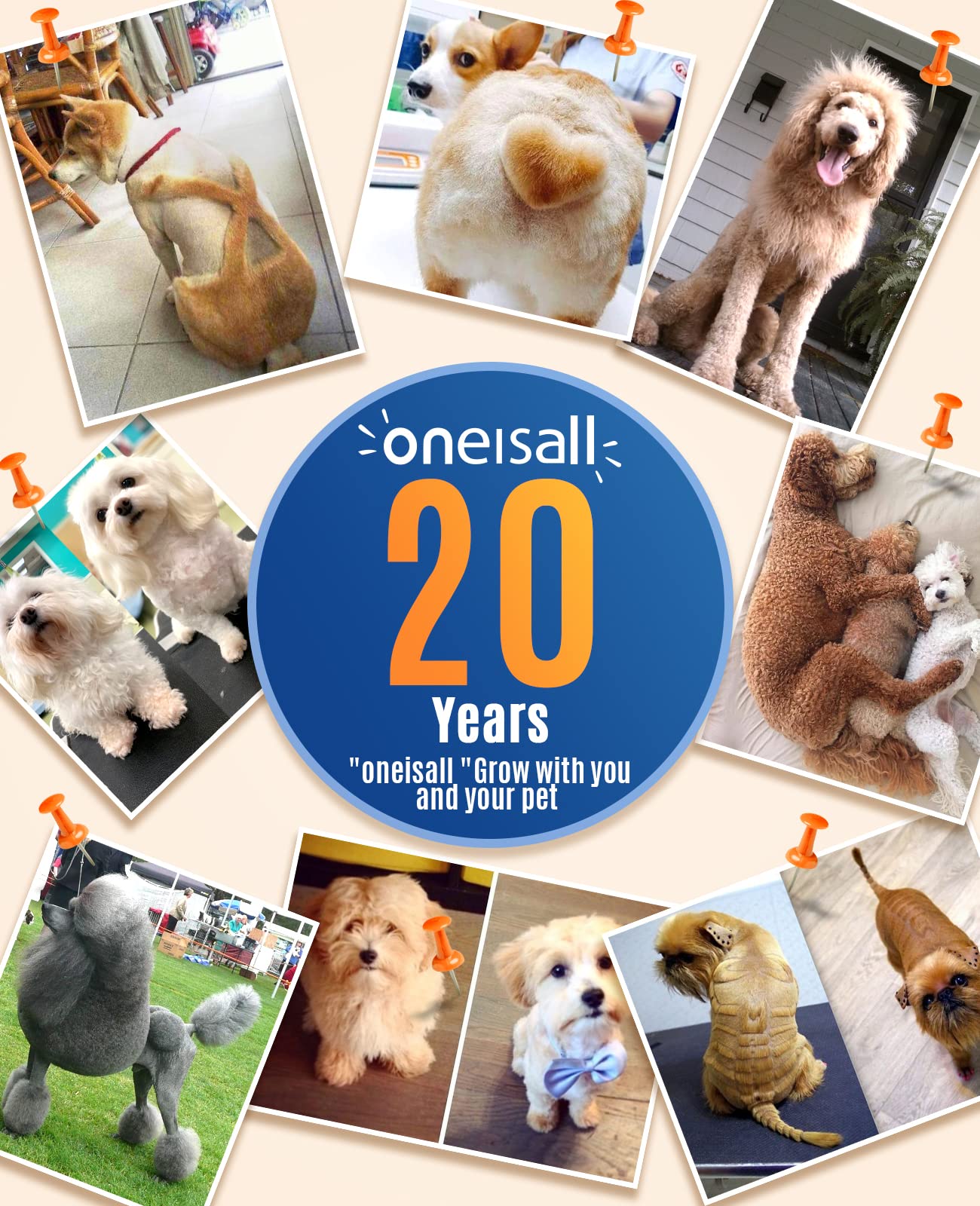 Oneisall Dog Clippers Cordless Low Noise Grooming Trimmer