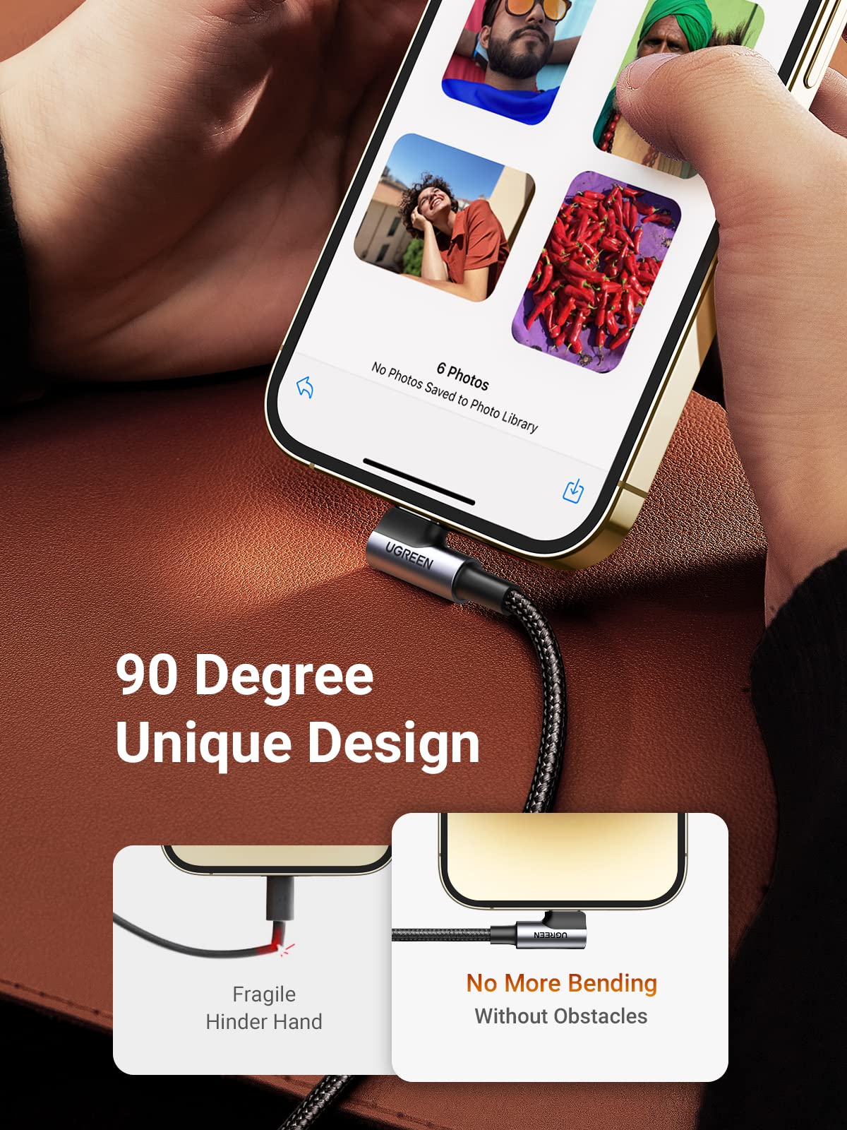 UGREEN MFi Certified 90 Degree Lightning Cable 6FT
