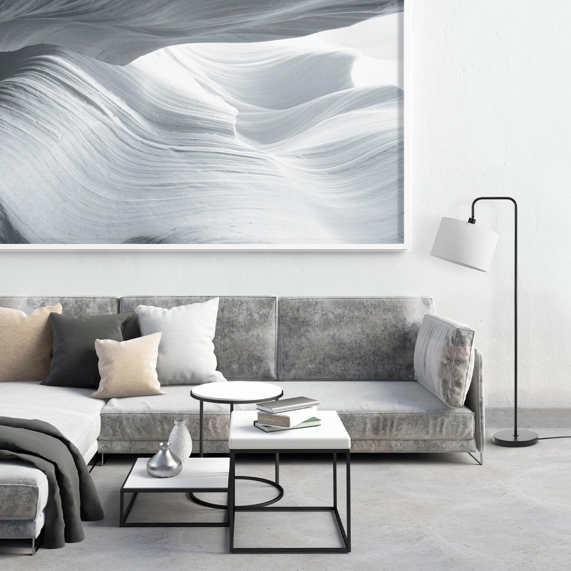 Brass Floor Lamp with White Shade for Modern Decor