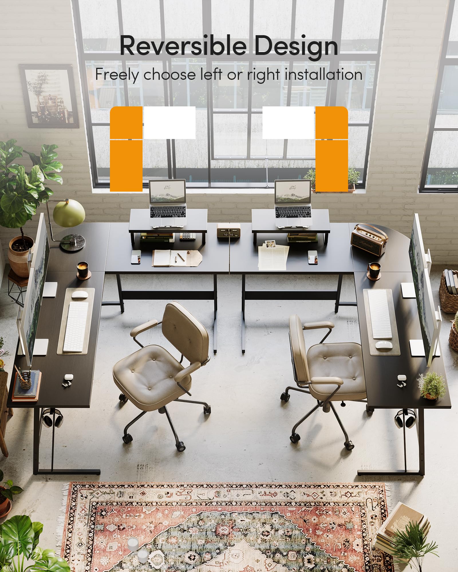 CubiCubi L Shaped Gaming Desk with Carbon Fiber Surface