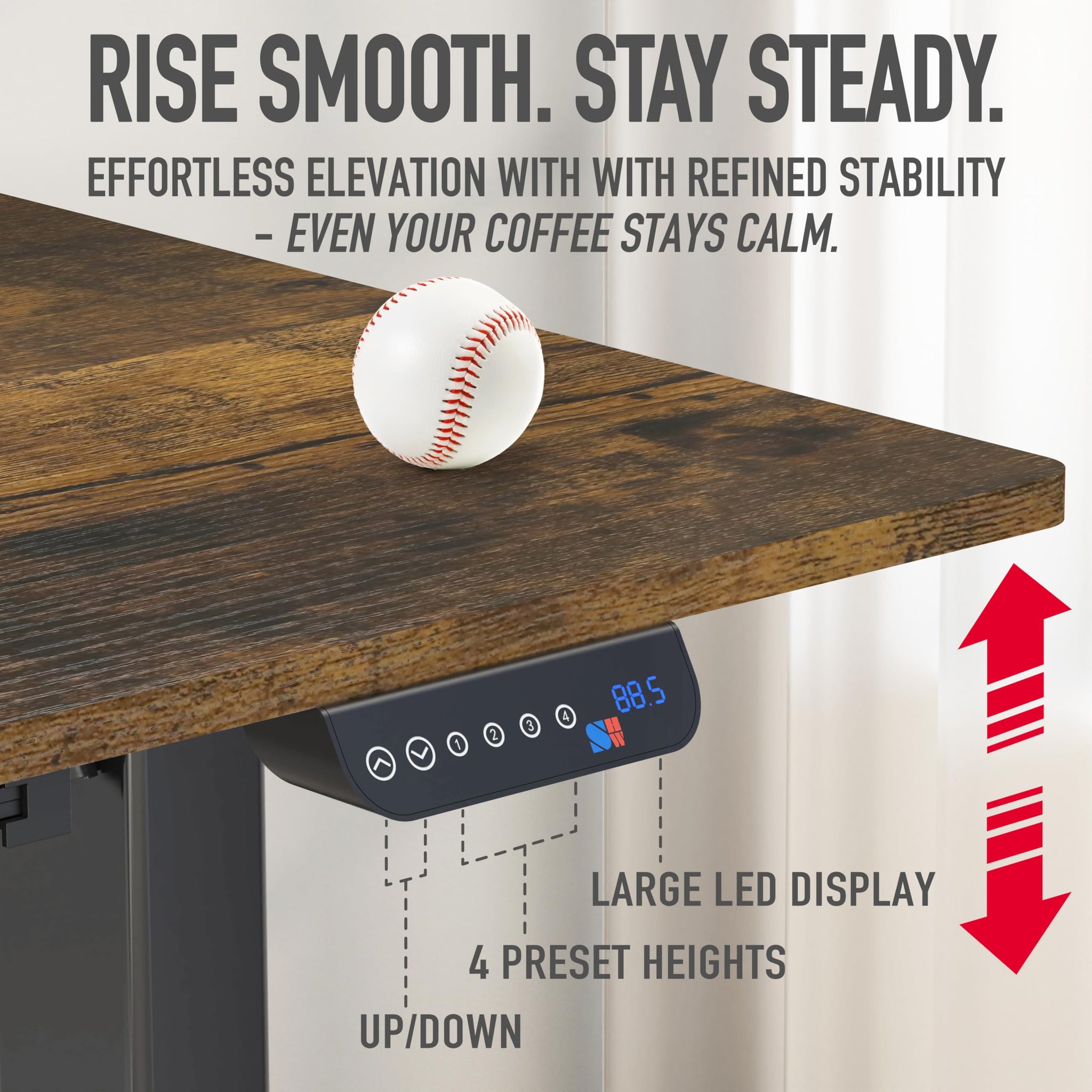 Height Adjustable Standing Desk with Memory Preset Feature