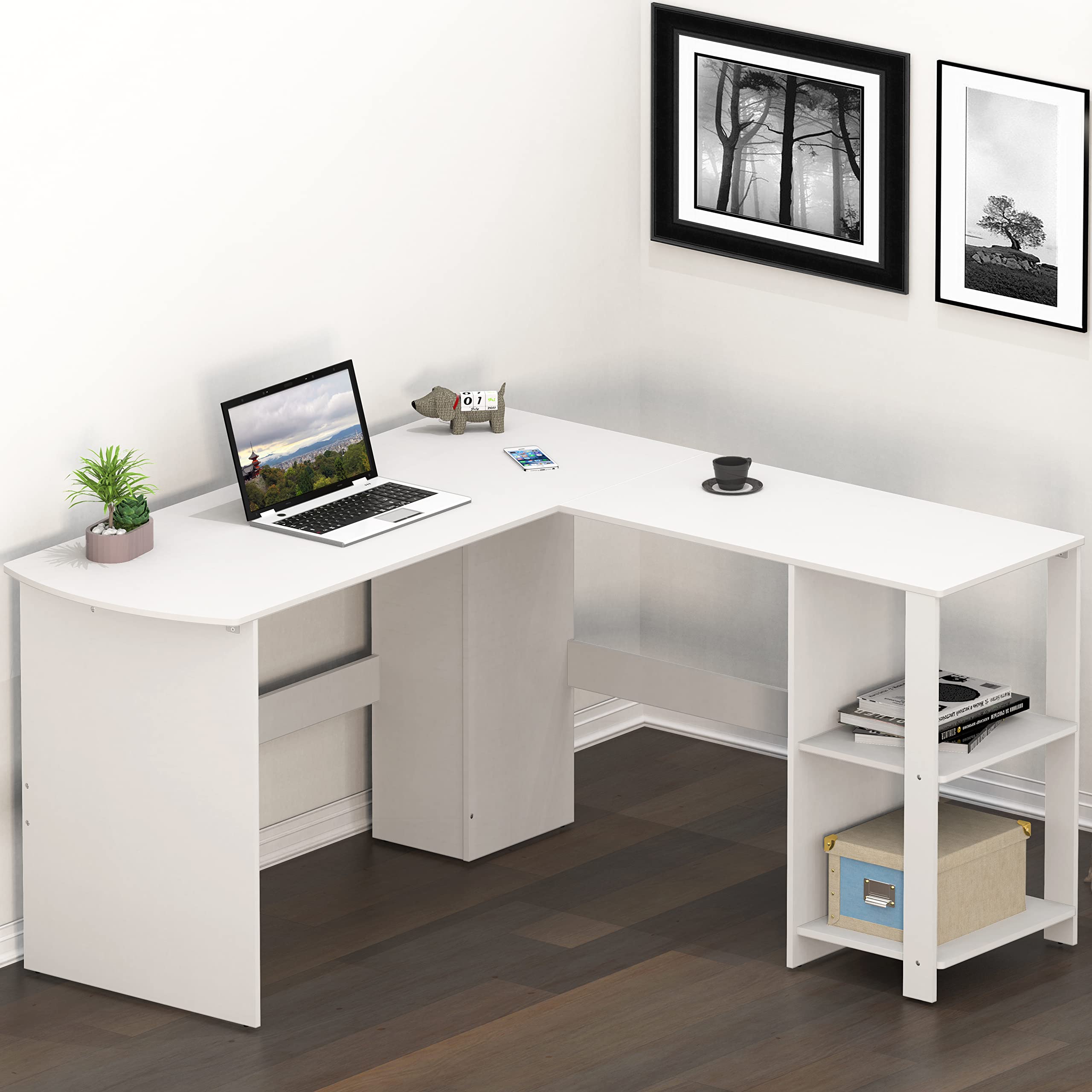 L Shaped Home Office Desk with Storage Solutions