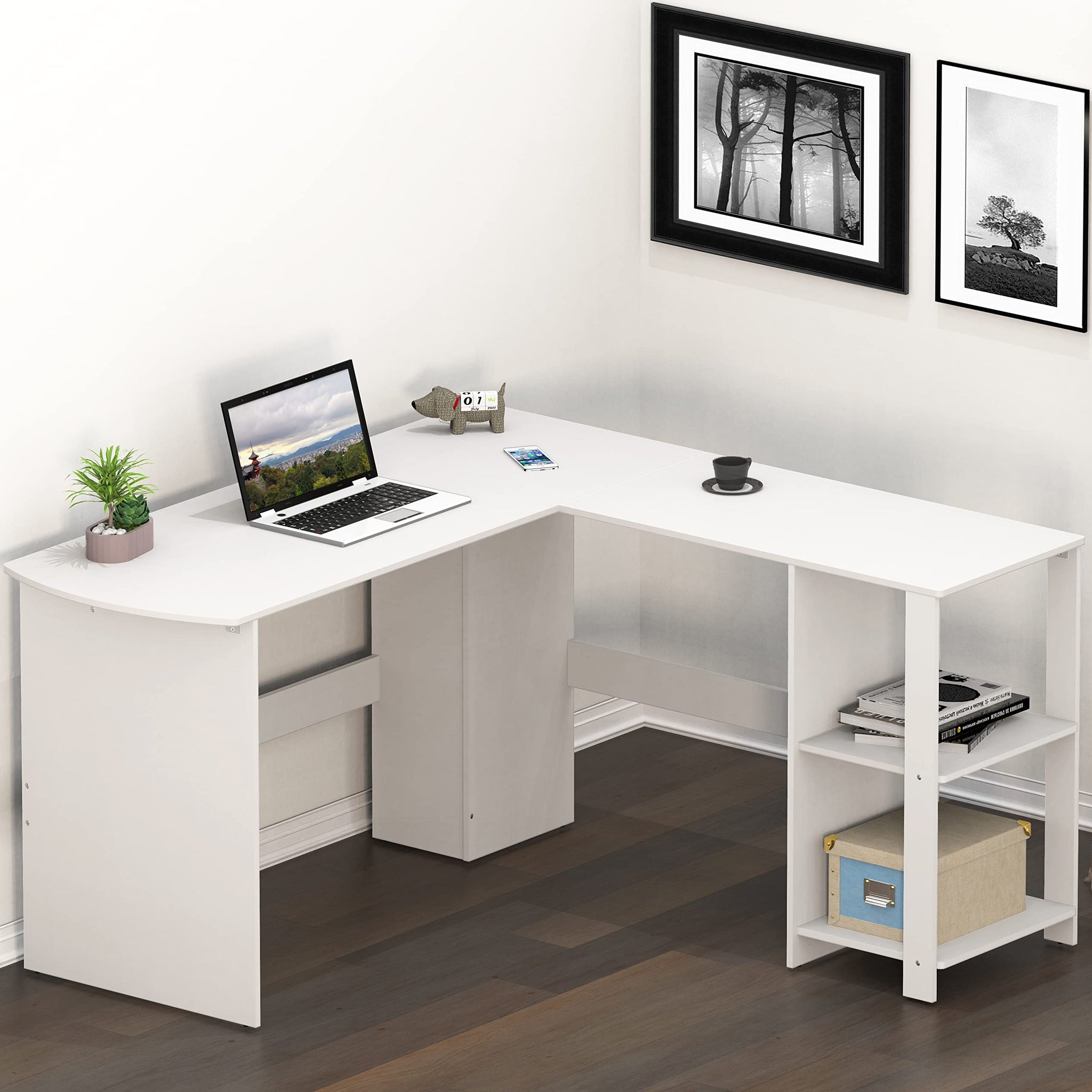 L Shaped Home Office Desk with Storage Solutions