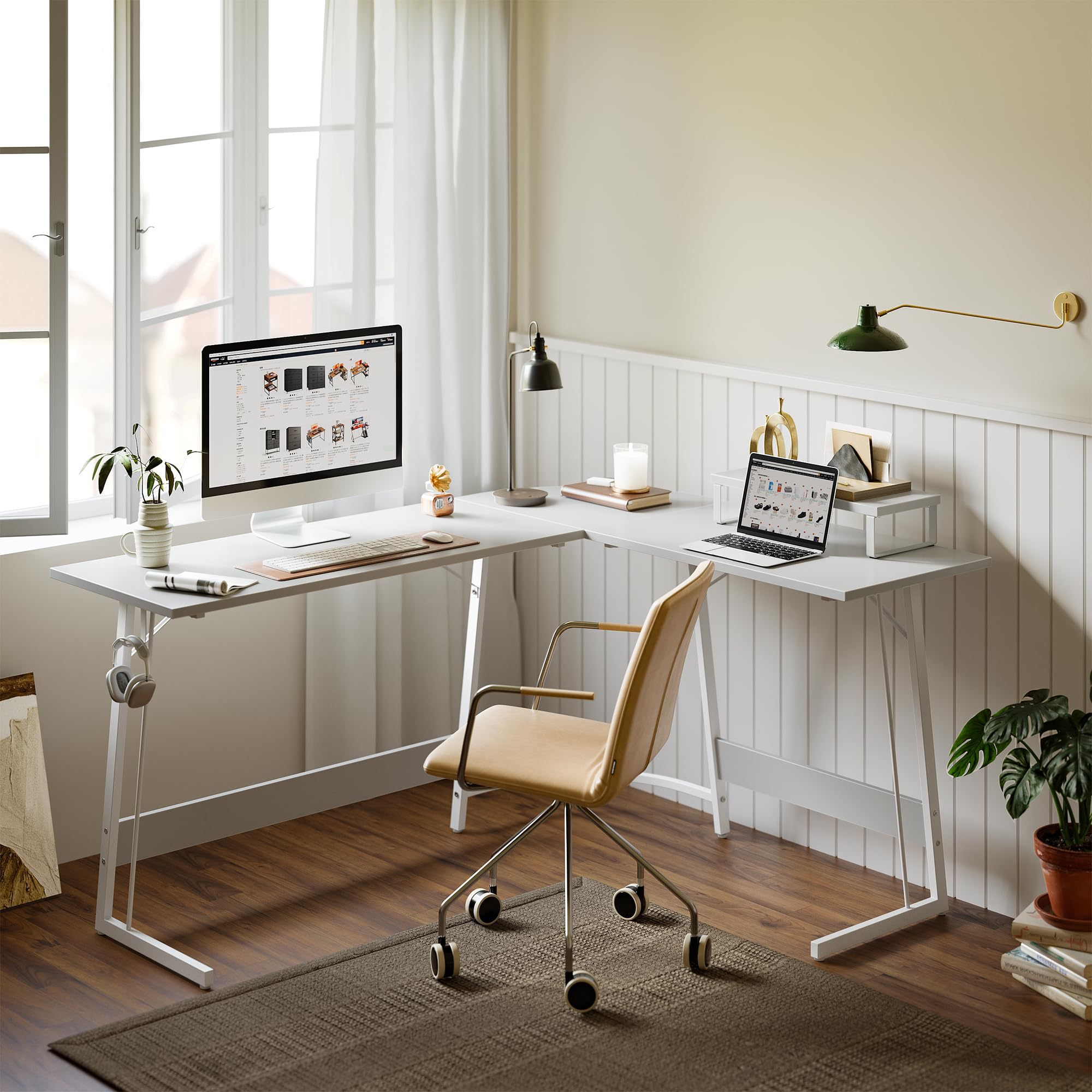 CubiCubi L Shaped Gaming Desk with Carbon Fiber Surface