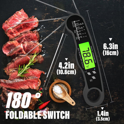 Digital Meat Thermometer Instant Read Waterproof Backlit Red