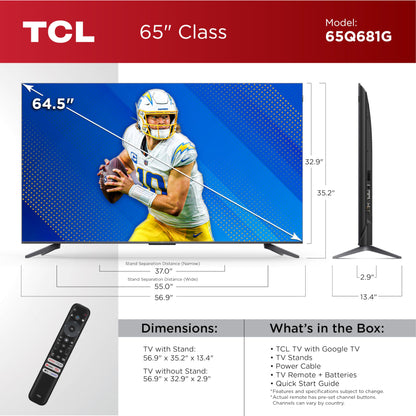 TCL 65 Inch Q68 QLED Smart TV with Dolby Vision
