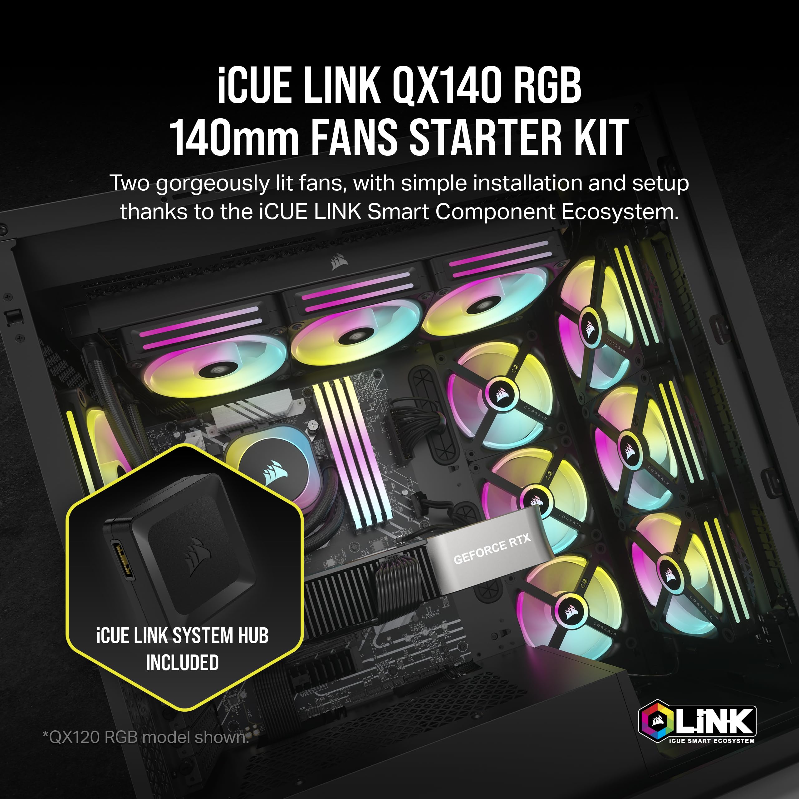 Corsair iCUE LINK QX120 RGB Fan Kit with Magnetic Dome Design