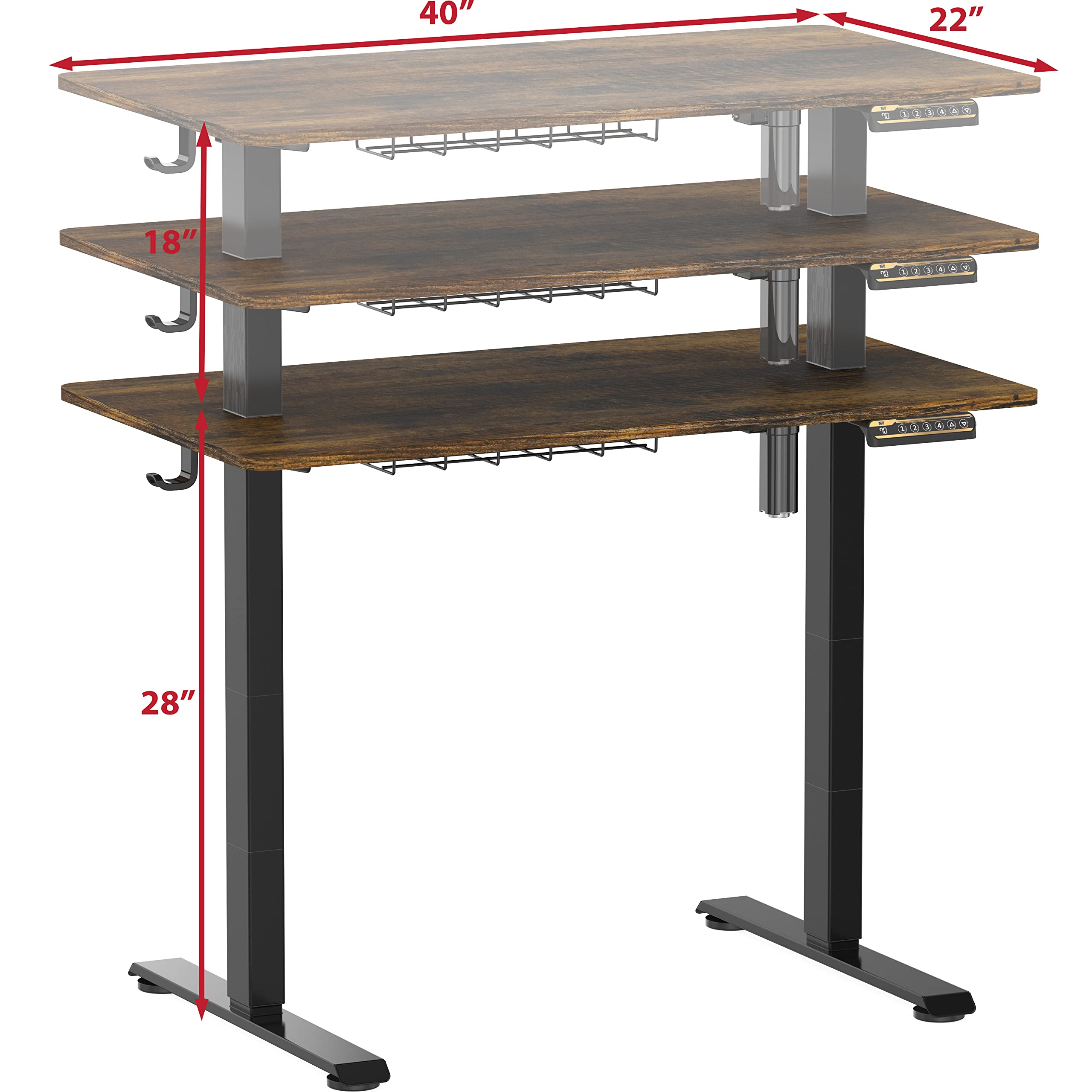 Electric Height Adjustable Desk with Cable Management