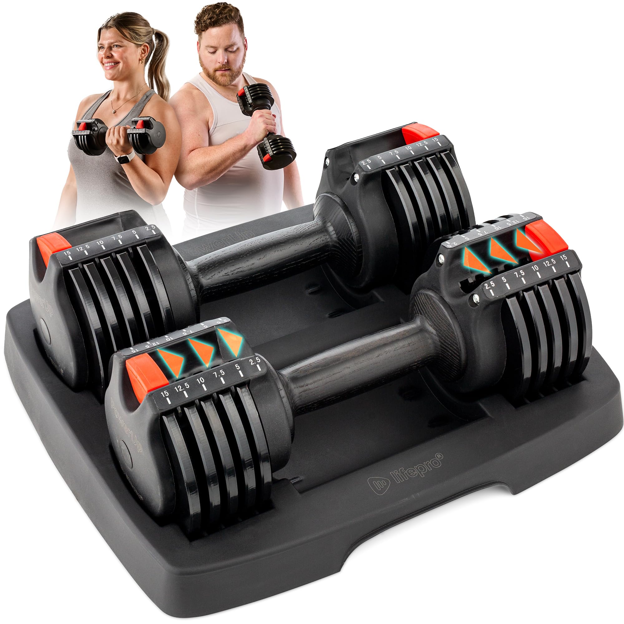 Adjustable Dumbbells Set with Rack for Home Gym