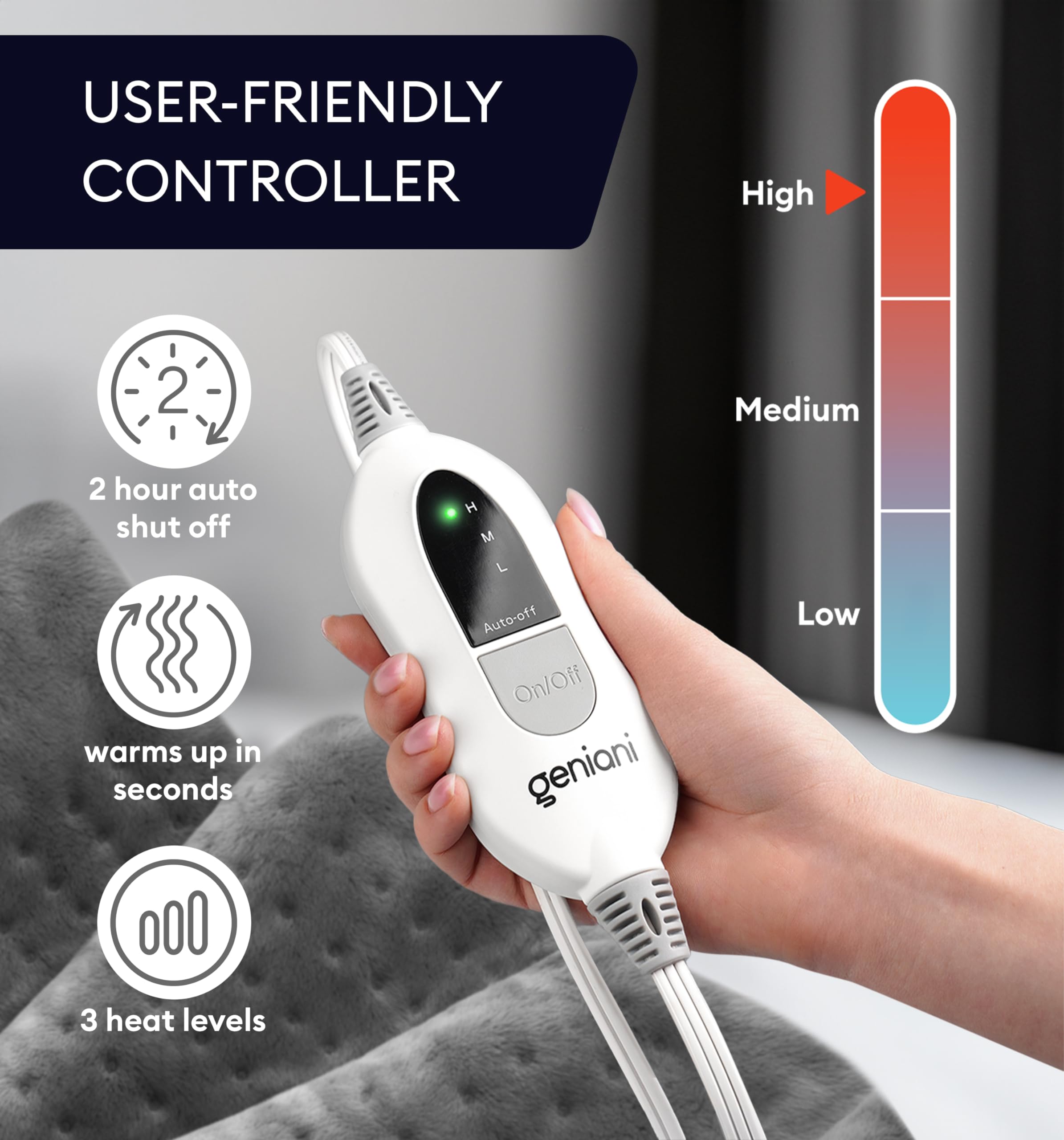 Geniani Large Electric Heating Pad for Pain Relief