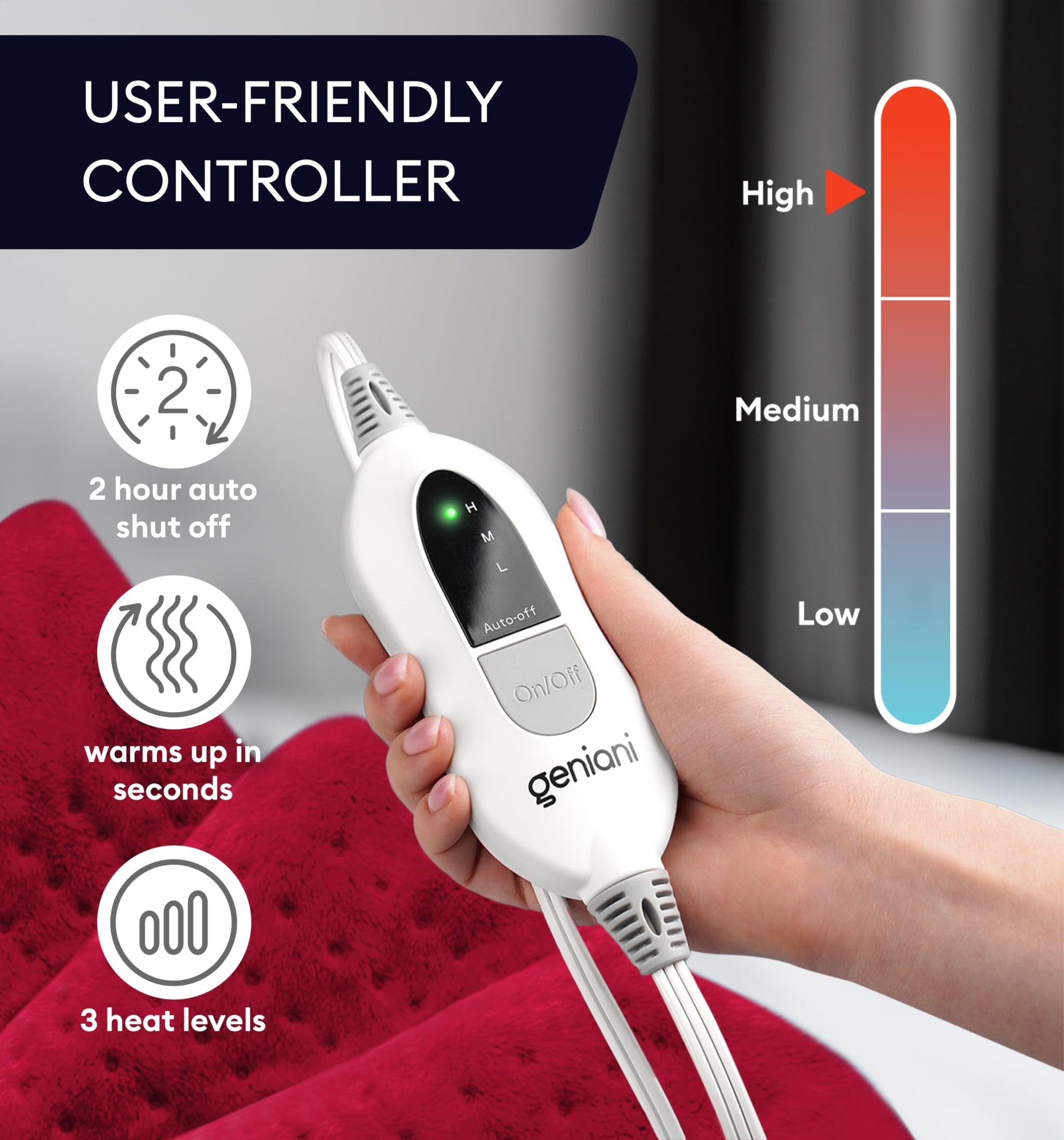 Geniani Large Electric Heating Pad for Pain Relief