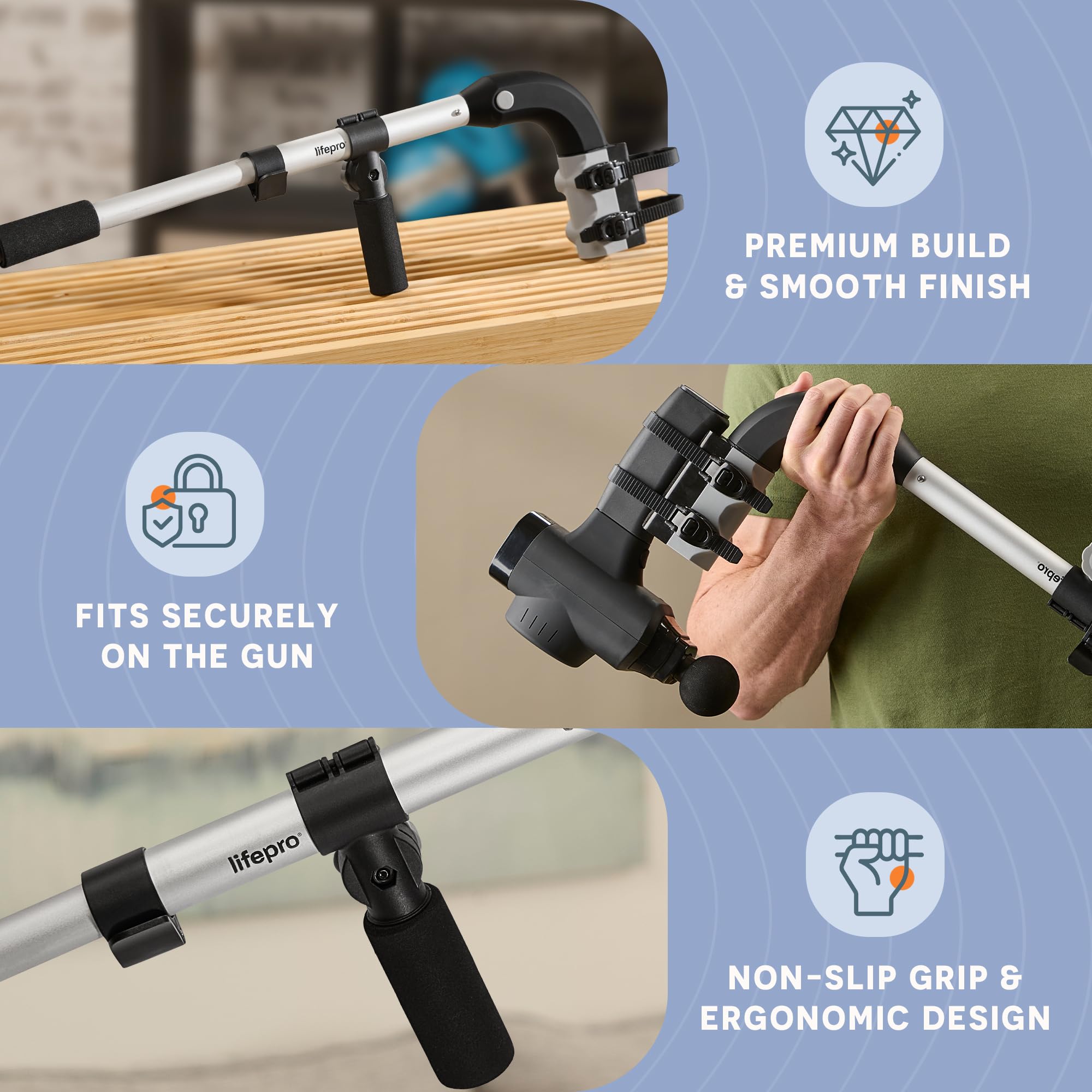 LifePro Deep Tissue Massage Gun with Multiple Heads
