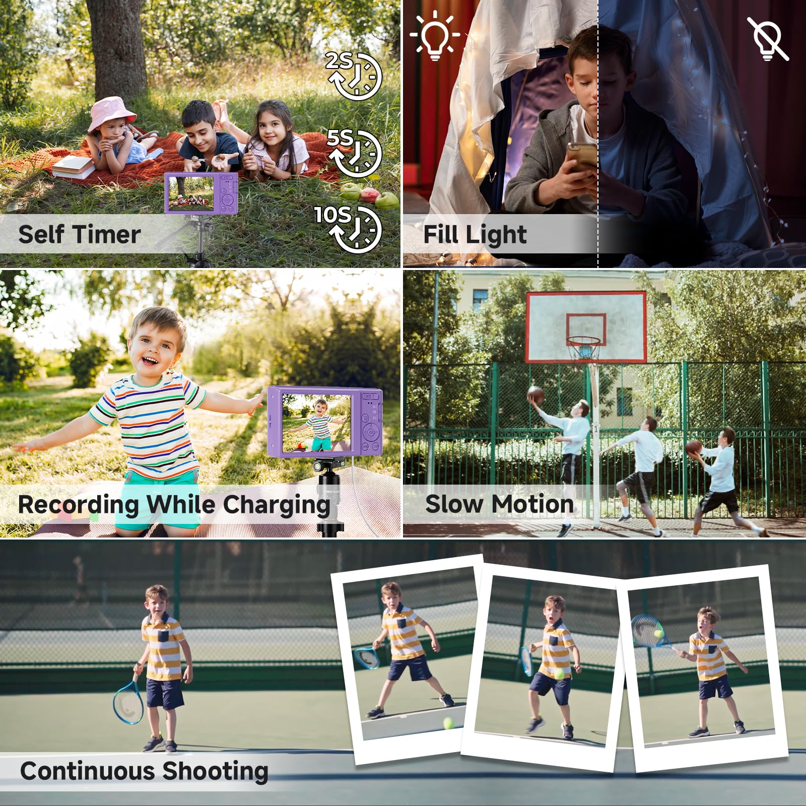 FHD 4K Digital Camera for Kids with 16X Zoom