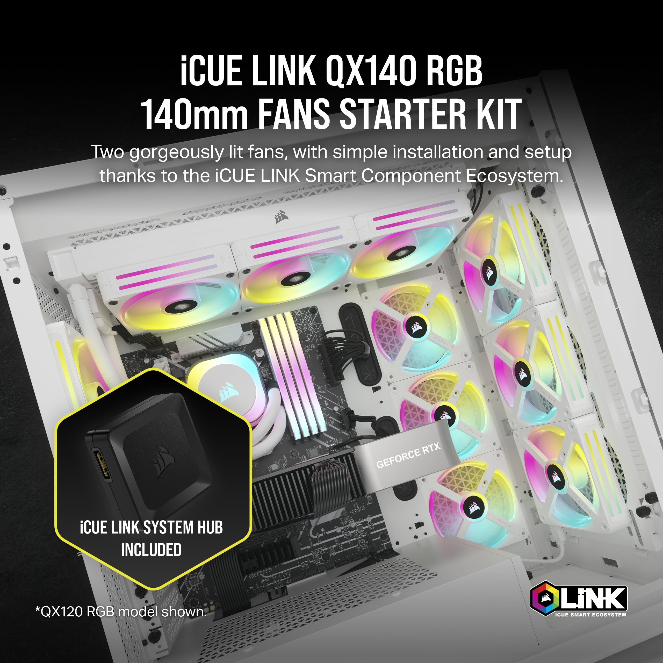 Corsair iCUE LINK QX120 RGB Fan Kit with Magnetic Dome Design