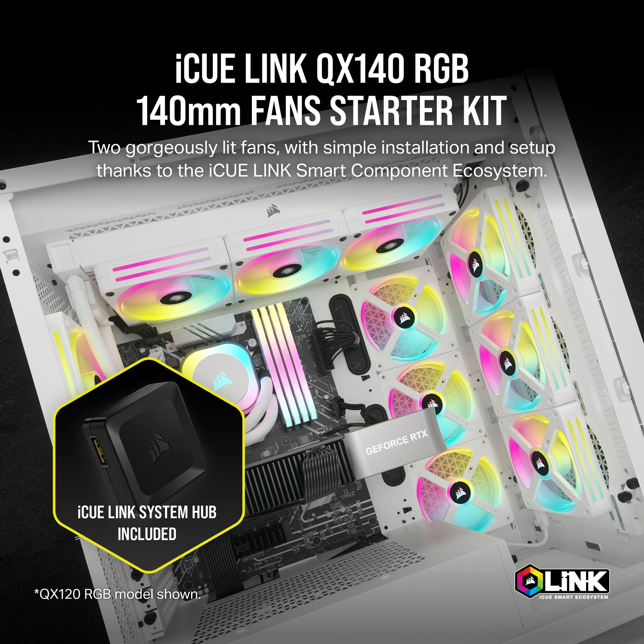 Corsair iCUE LINK QX120 RGB Fan Kit with Magnetic Dome Design