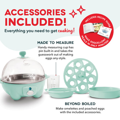 Dash Rapid Egg Cooker 6 Egg Capacity Auto Shut Off Aqua