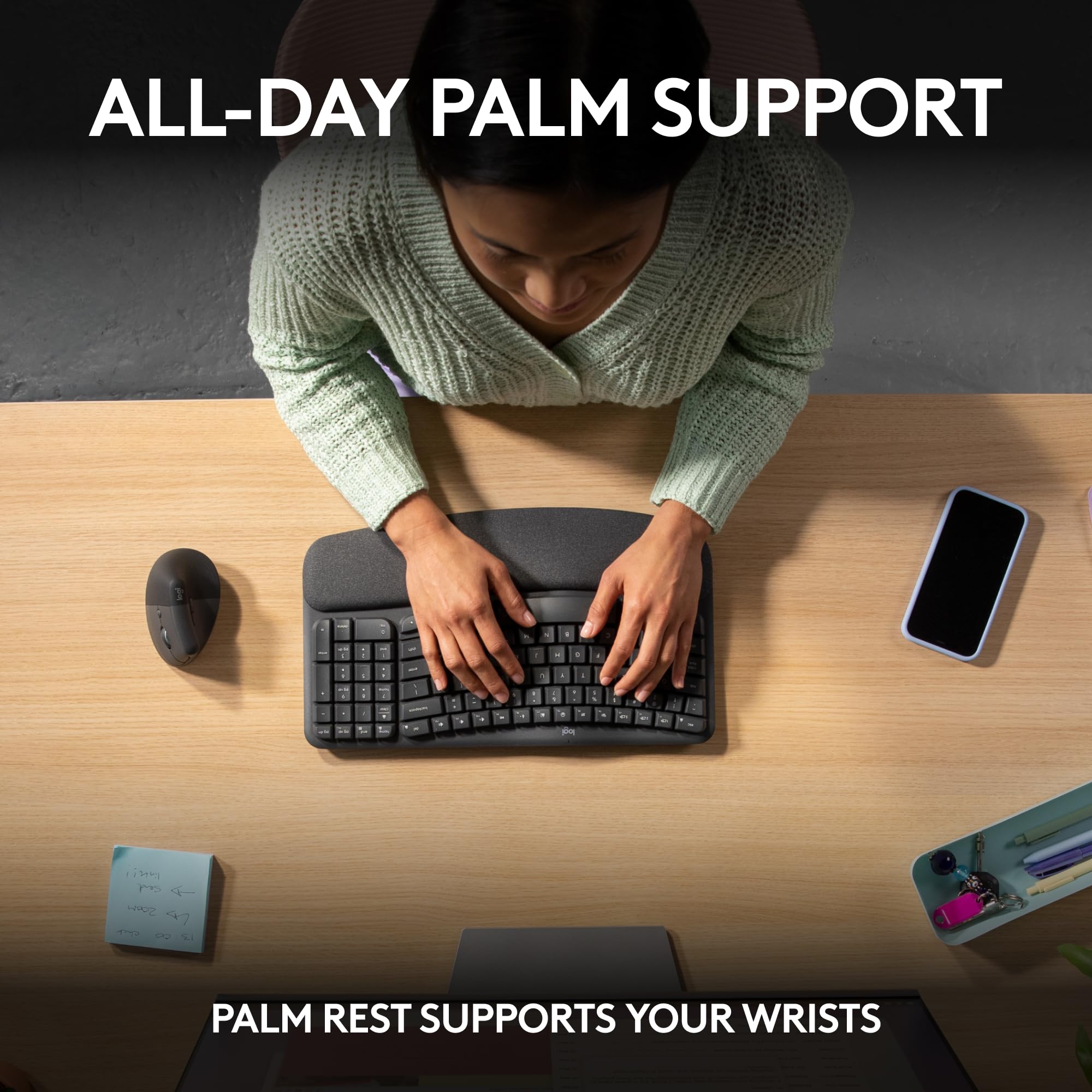 Logitech Wave Keys Wireless Ergonomic Keyboard for Comfort