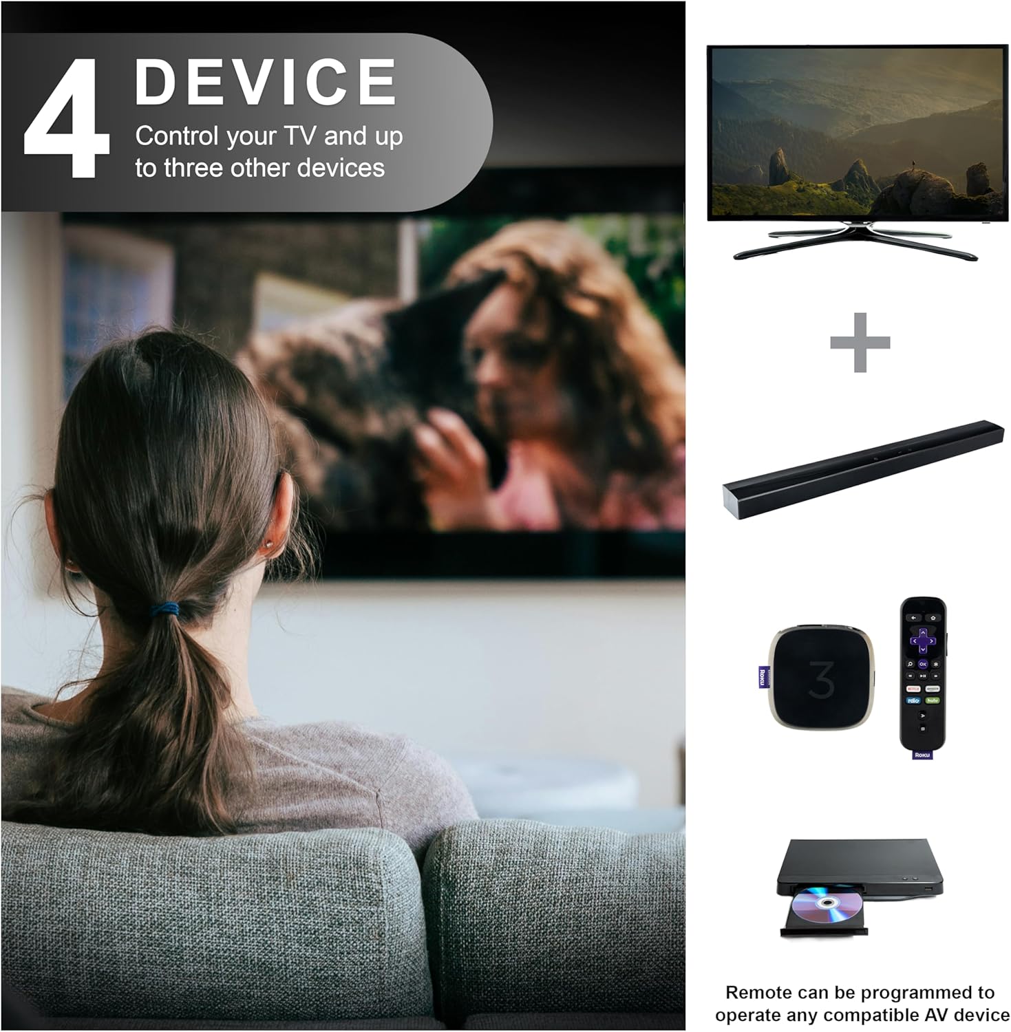 GE Rechargeable Universal TV Remote Control with Backlit Buttons