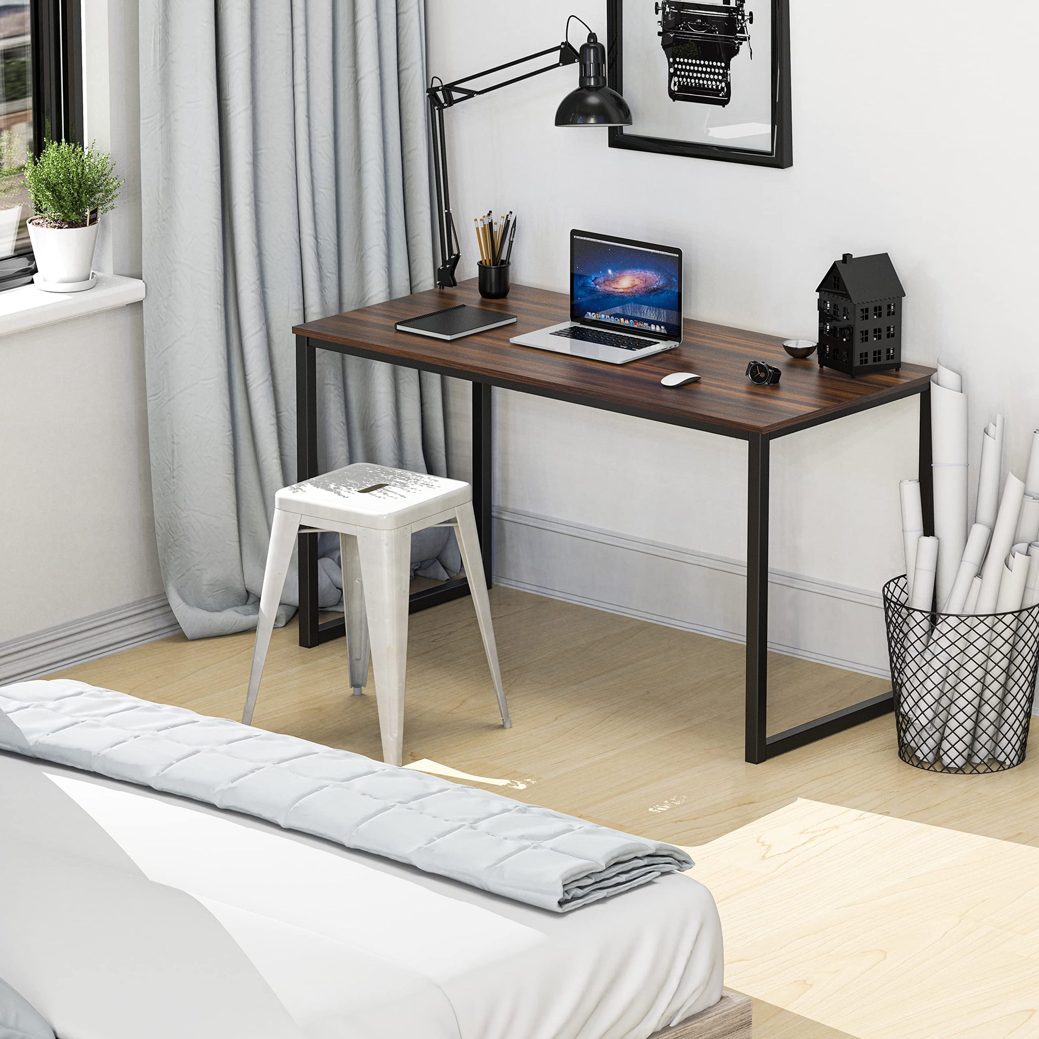 SHW 48 Inch Black Home Office Computer Desk