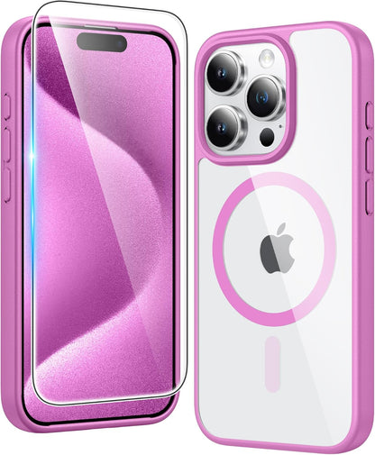 FNTCASE IPhone 16 Case Clear Magnetic MagSafe Screen Protector Drop Proof Rugged