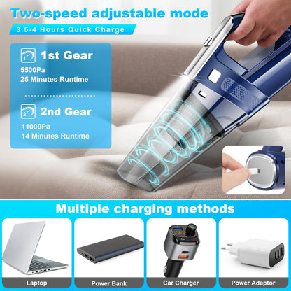 Handheld Cordless Vacuum 11000Pa Rechargeable for Car