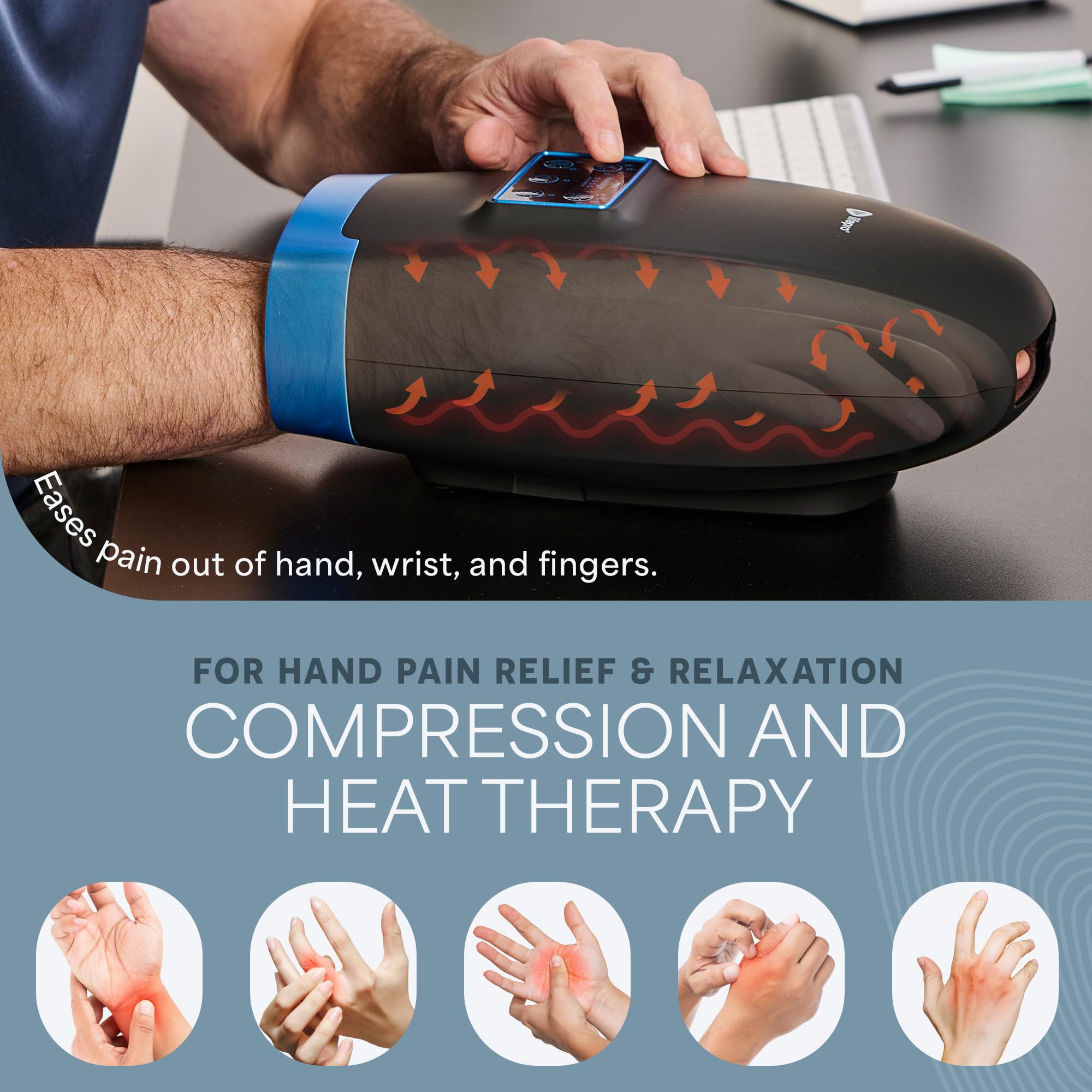 LifePro Legra Hand Massager with Heat and Compression